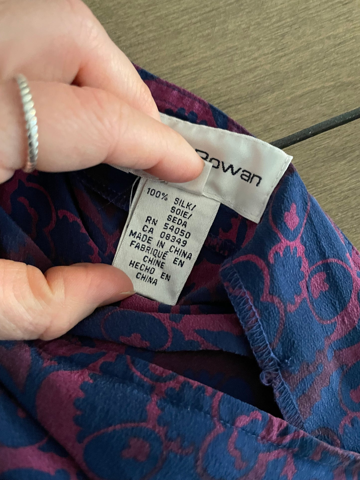 Vintage Rena Rowan 100% Silk Magenta & Navy Wrap Skirt – Small