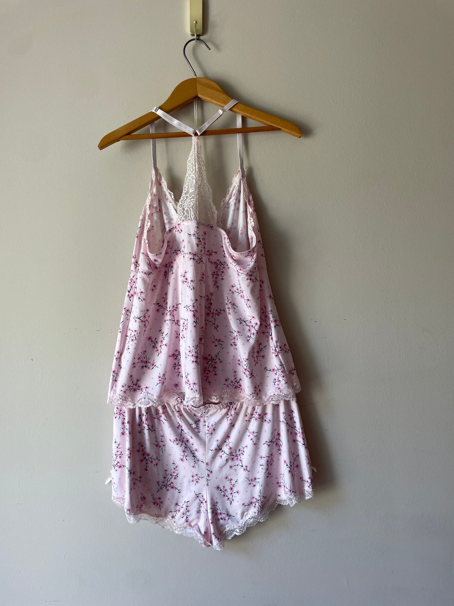 La Vie en Rose Pink Floral Lace-Trim Sleep Set - Size G (M/L)