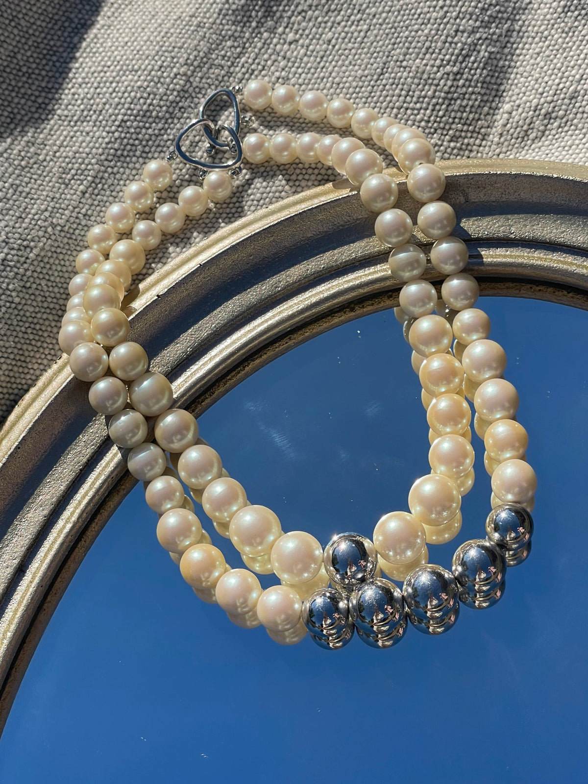 Ivory Pearl-Style & Silver-Tone Double-Strand Necklace