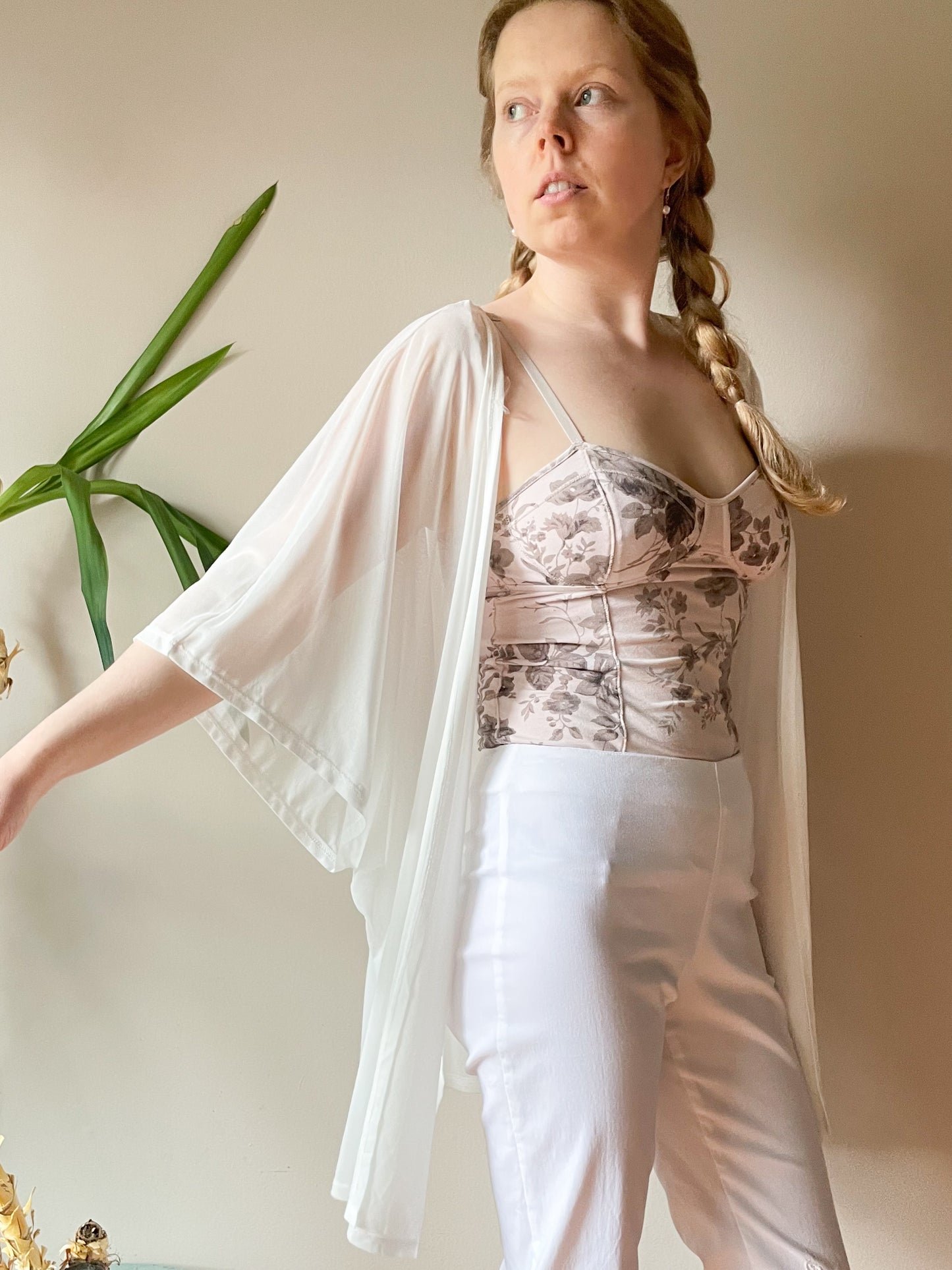 White Sheer Open Cover Up Shawl - One Size