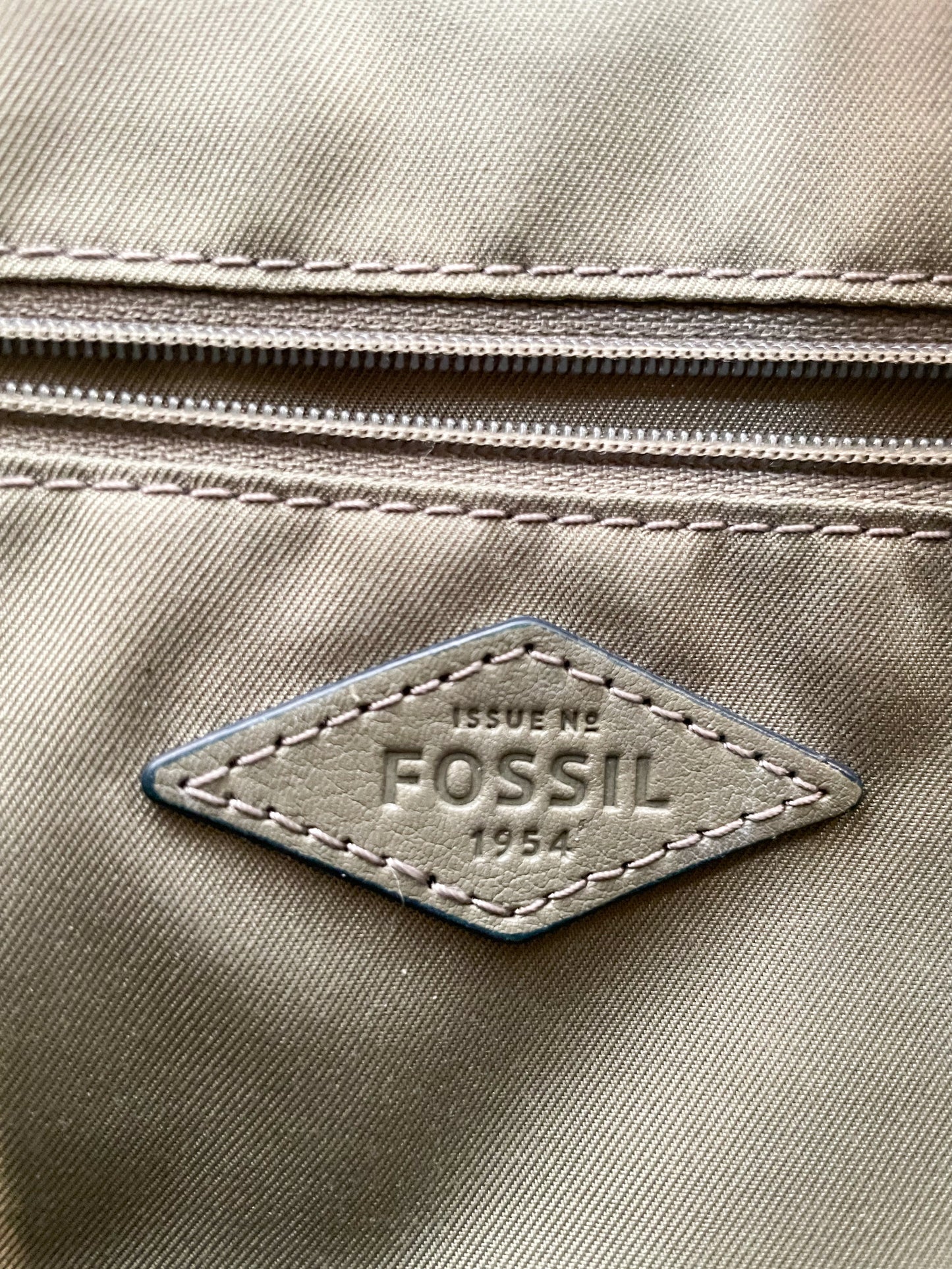 Fossil Olive Navy Dotted Genuine Leather 2-in-1 Satchel Cross Body Bag