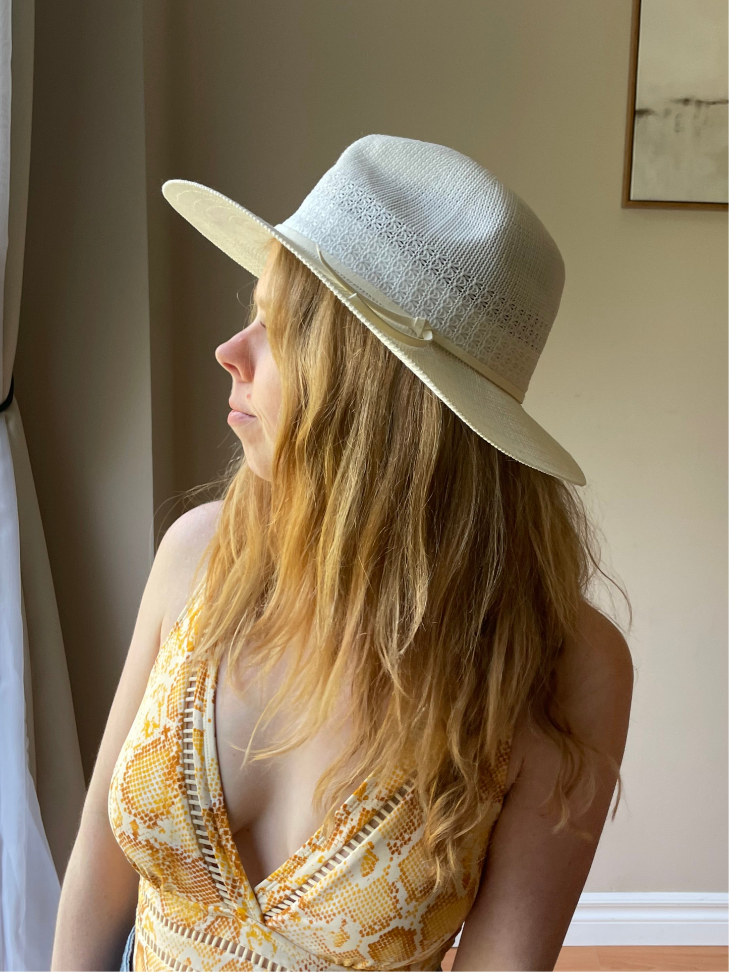 Ivory Structured Woven Sun Hat