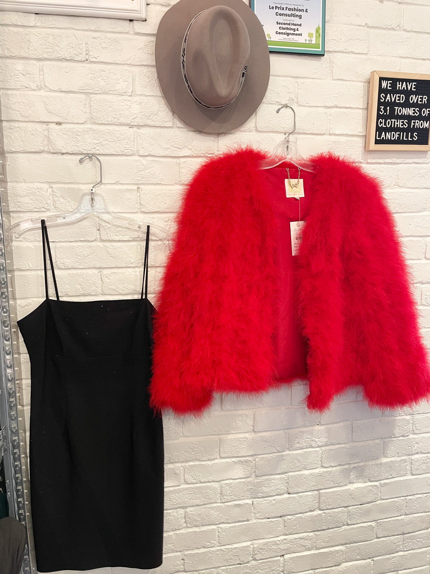 Pello Bello Red Real Feather Fluffy Statement Jacket - Medium (In-Store / Local KW Exclusive)