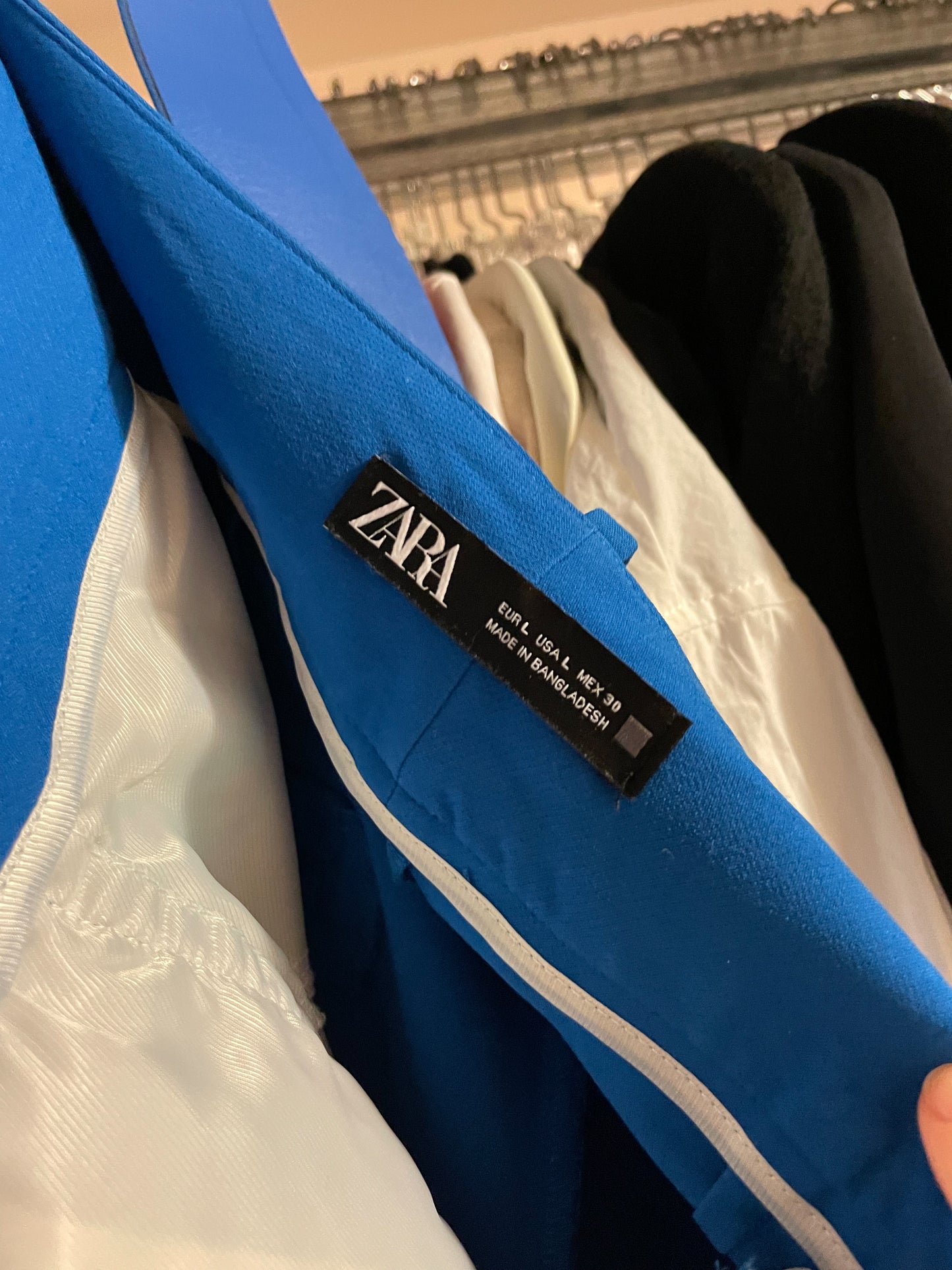 Zara Blue Wide Leg Trousers with Belt - Medium