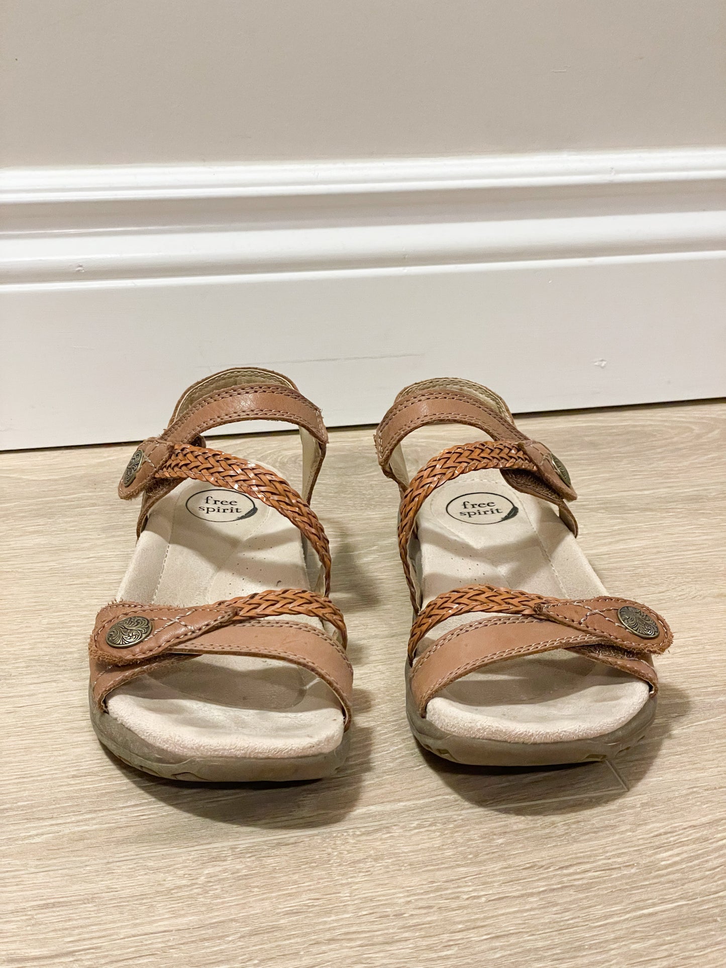 Free Spirit Braided Leather Comfort Sandals - Size 6 (US)