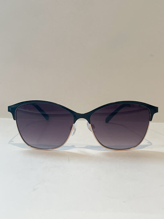 O by Oscar de la Renta Black Gold Metal Sunglasses with Ombre Lens