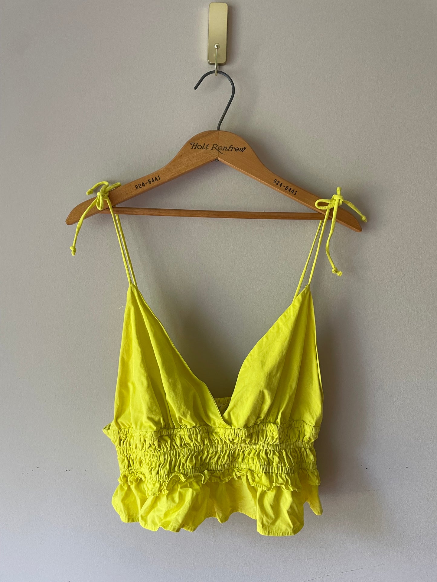 Sem & Sam Neon Yellow Cotton Smocked Crop Top – M/L