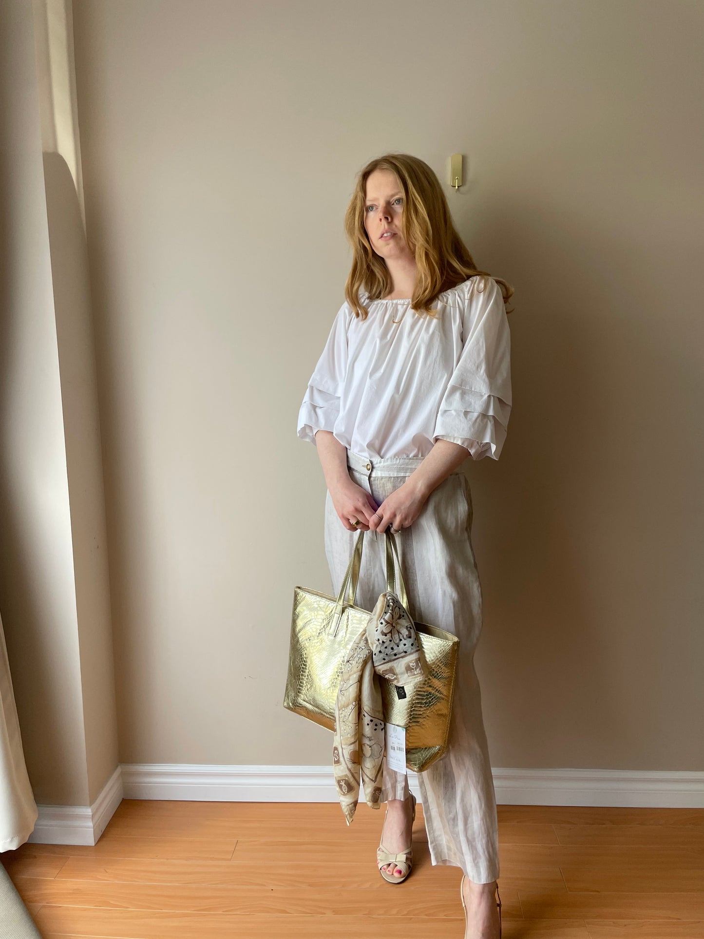 Gold Faux Python Print Tote Bag