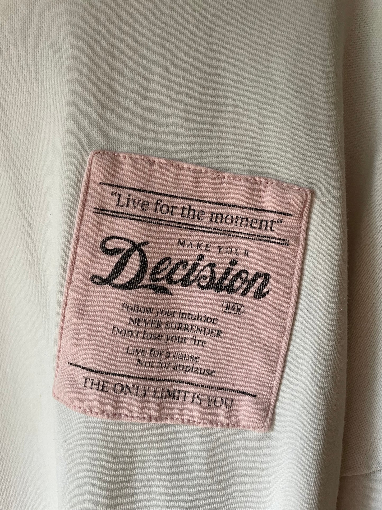 FB Sister White Graphic Sweatshirt with Pink Patch – Size Large/XL