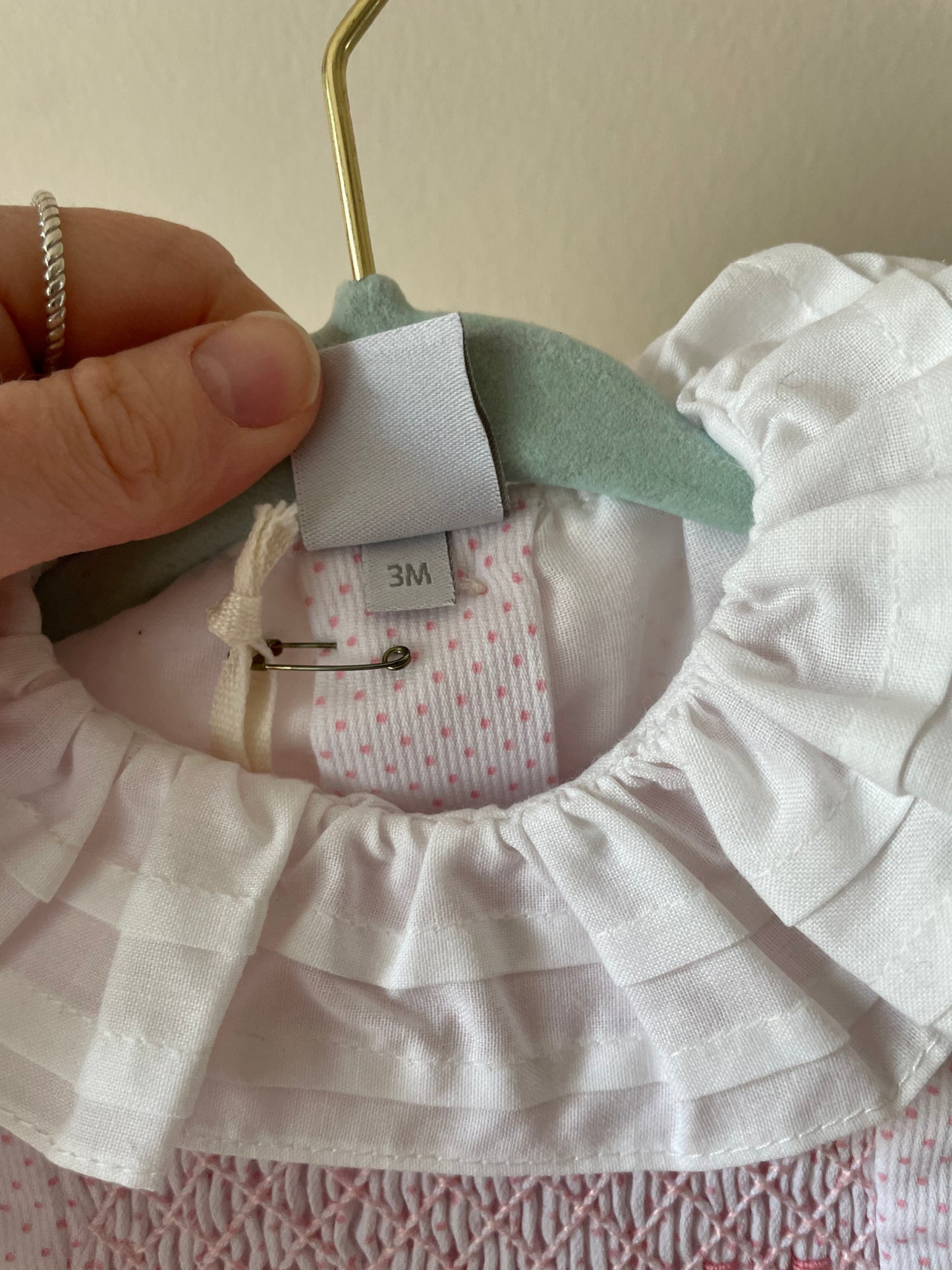 PEPA LONDON White & Pink Dot Smocked Romper NWT – Size 3 Months