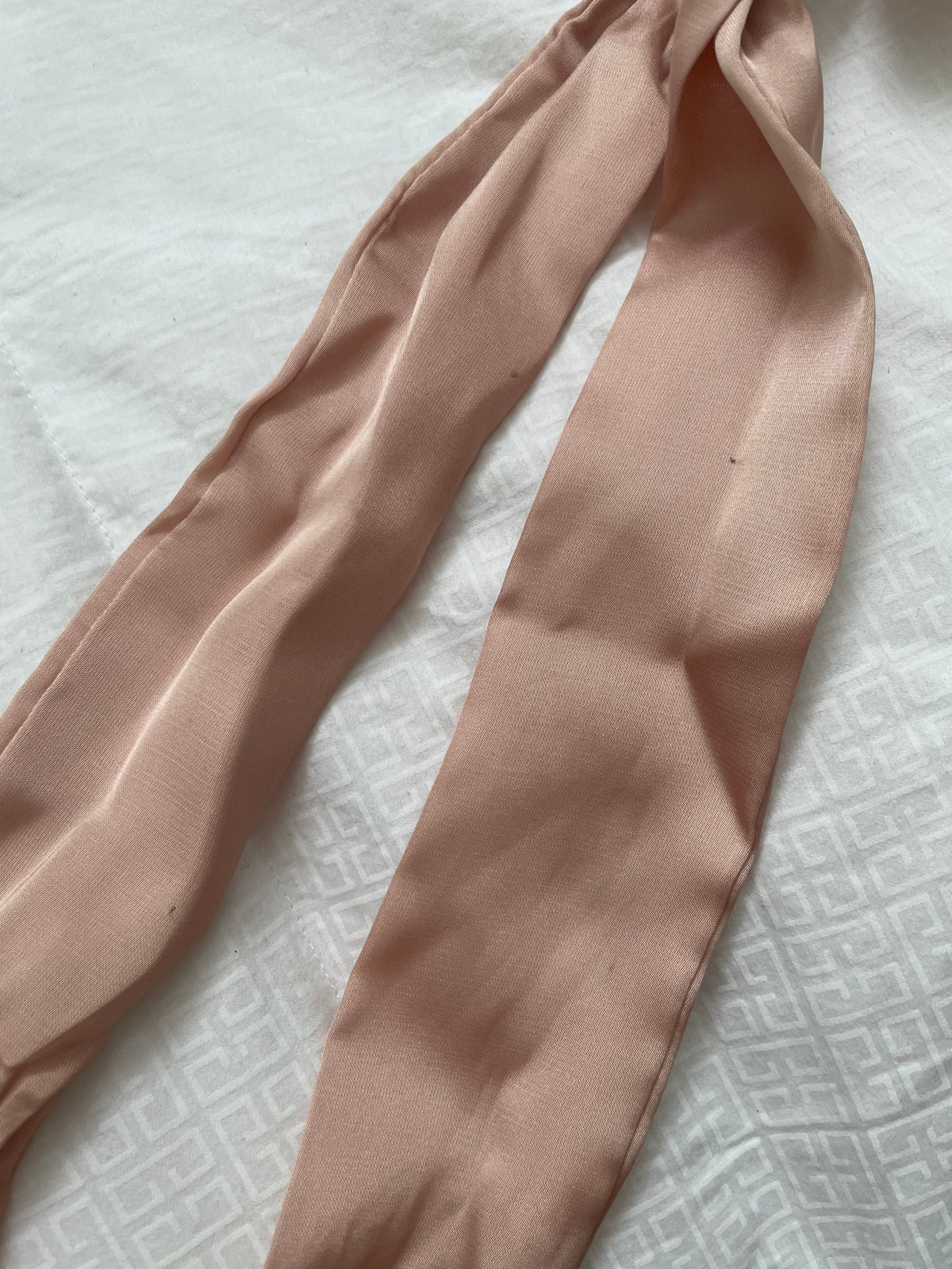 Blush Pink Satin Bow Scarf Scrunchie Hair Tie