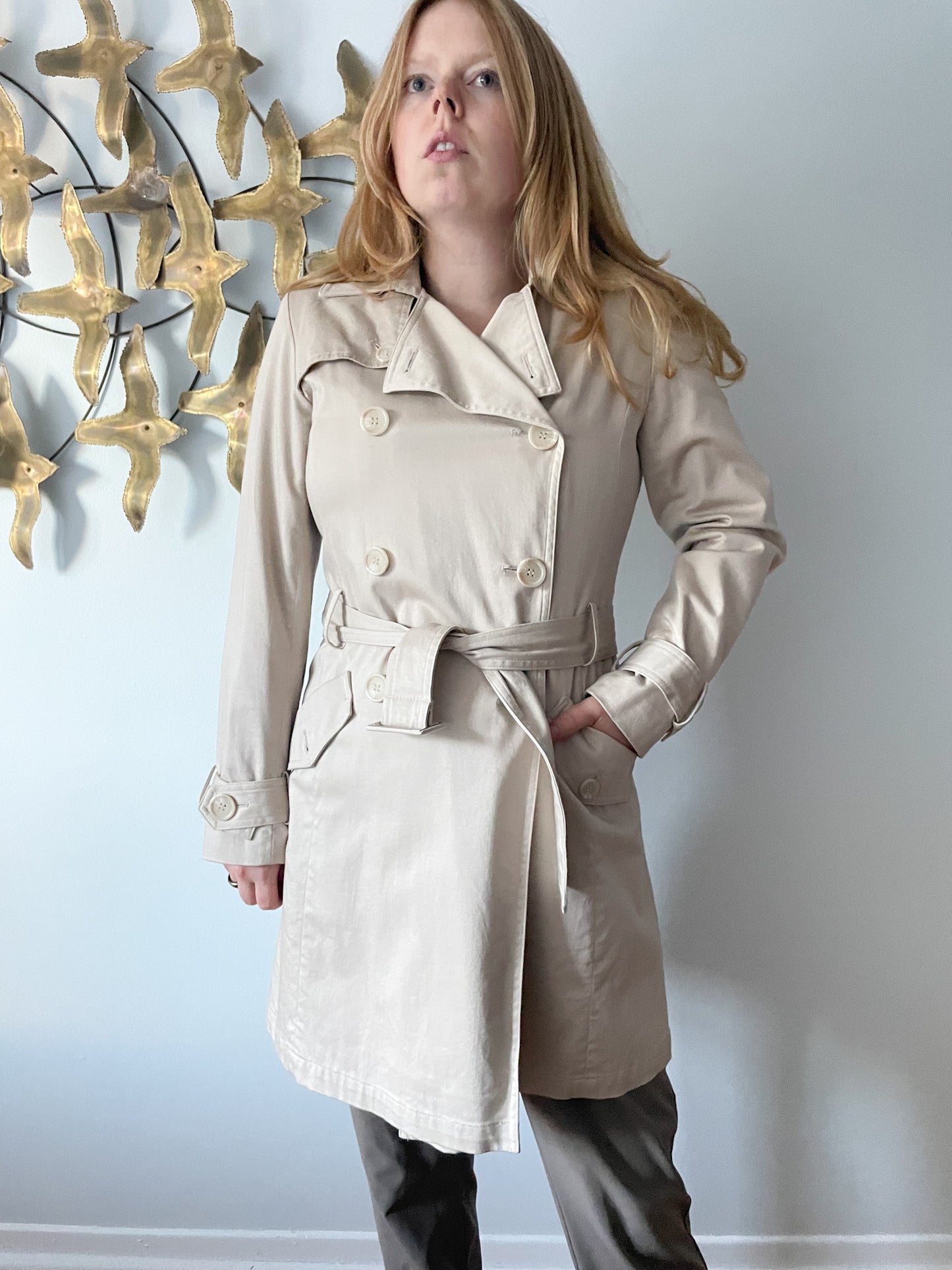 Reitmans Vintage Savannah Beige Trench Coat - Small