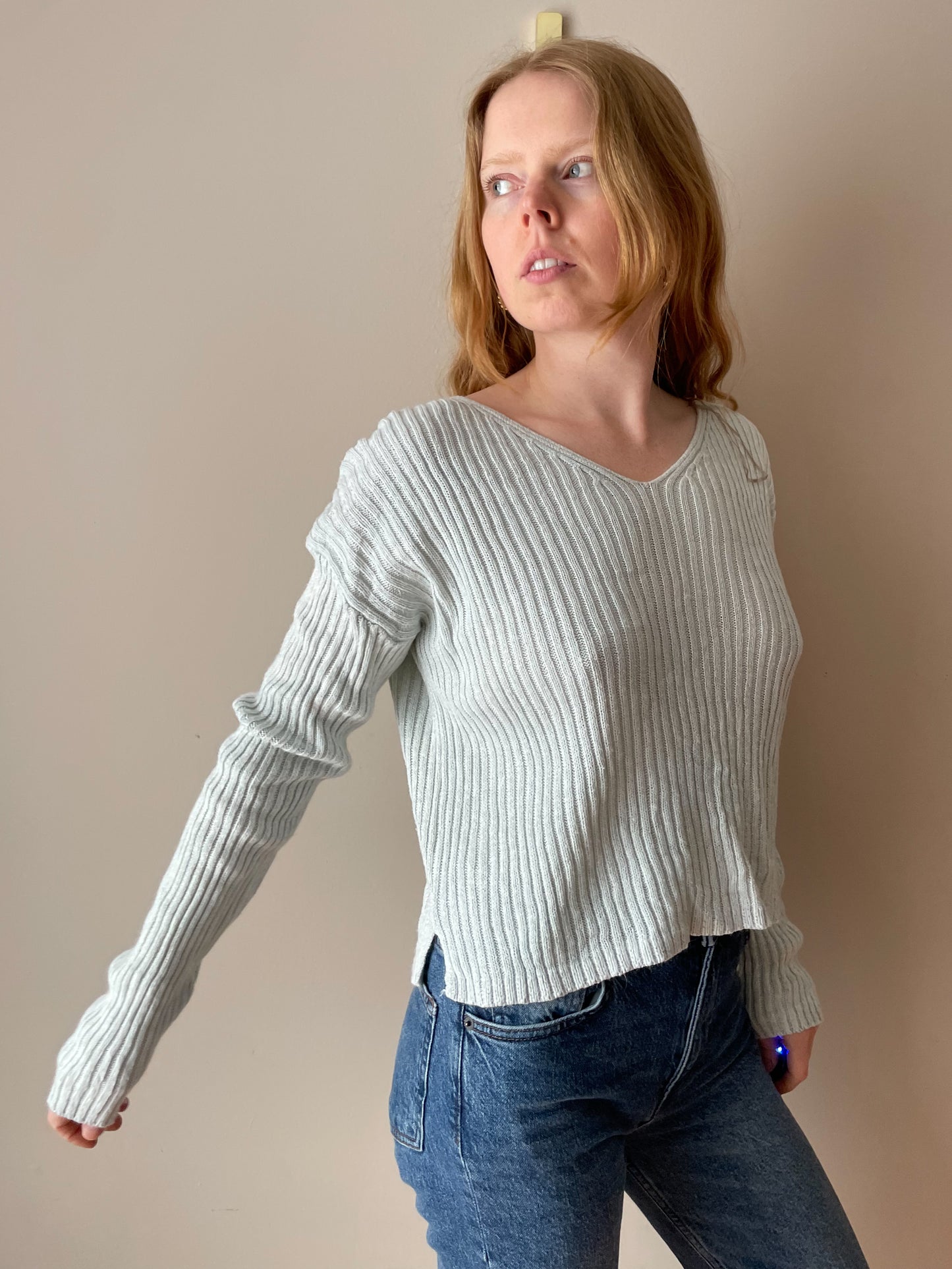 NOBO Baby Blue Cropped Knit Sweater - Large