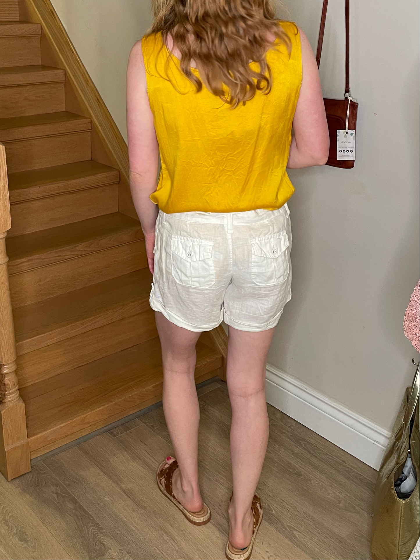 Tommy Hilfiger White 100% Linen Tie Waist Mid-Rise Shorts – Size 2 / Small