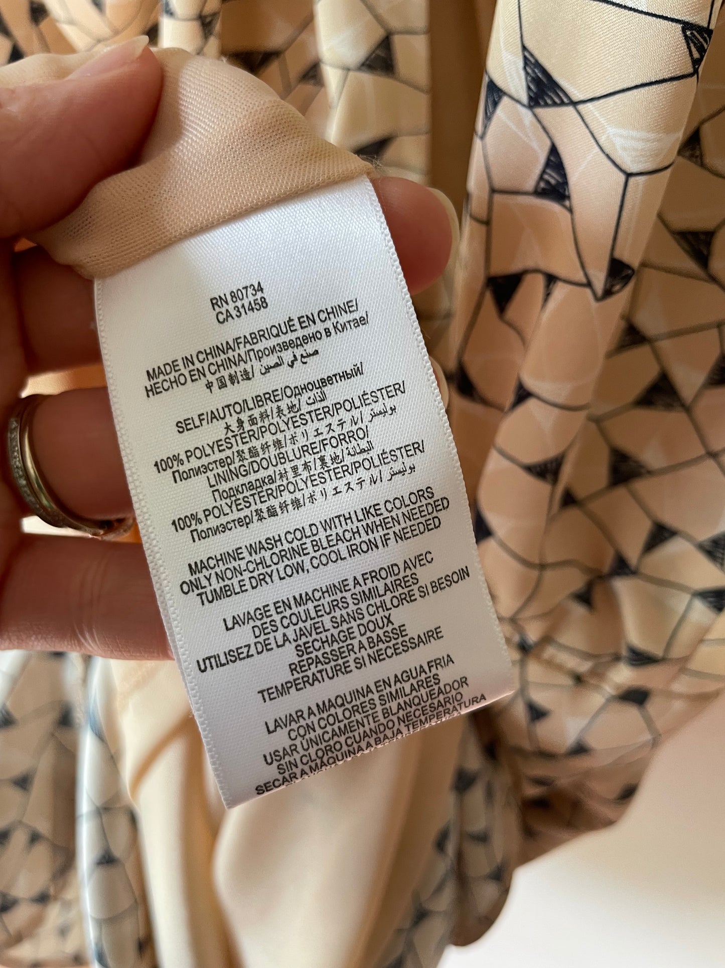 BCBGeneration Blush Geometric Print Draped Cutout Sleeveless Dress – Size 10