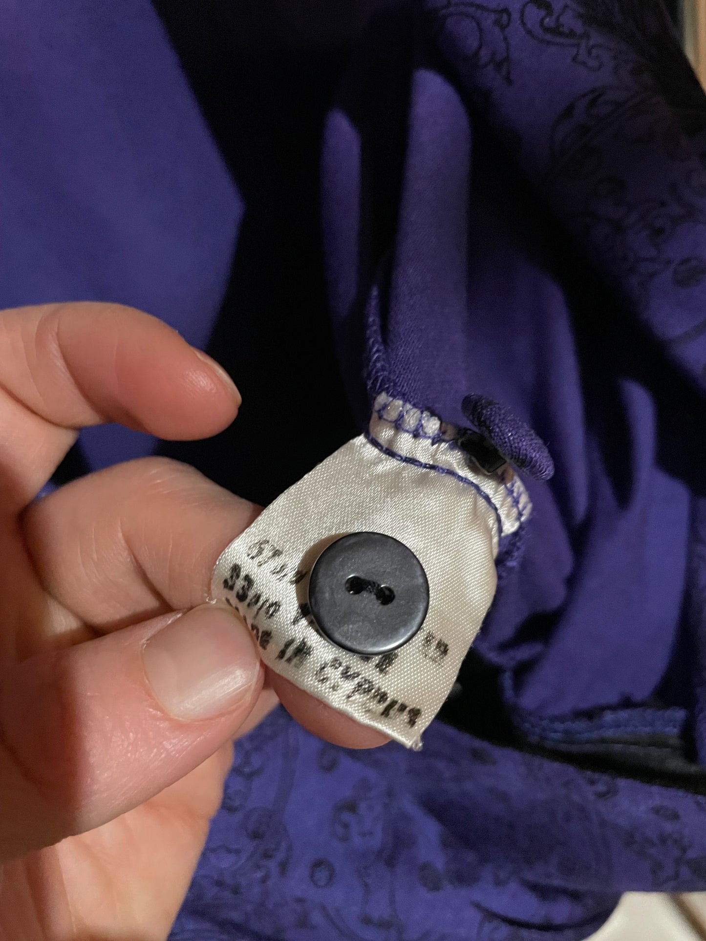 Principles Purple Printed Drape-Front Top – Size Medium