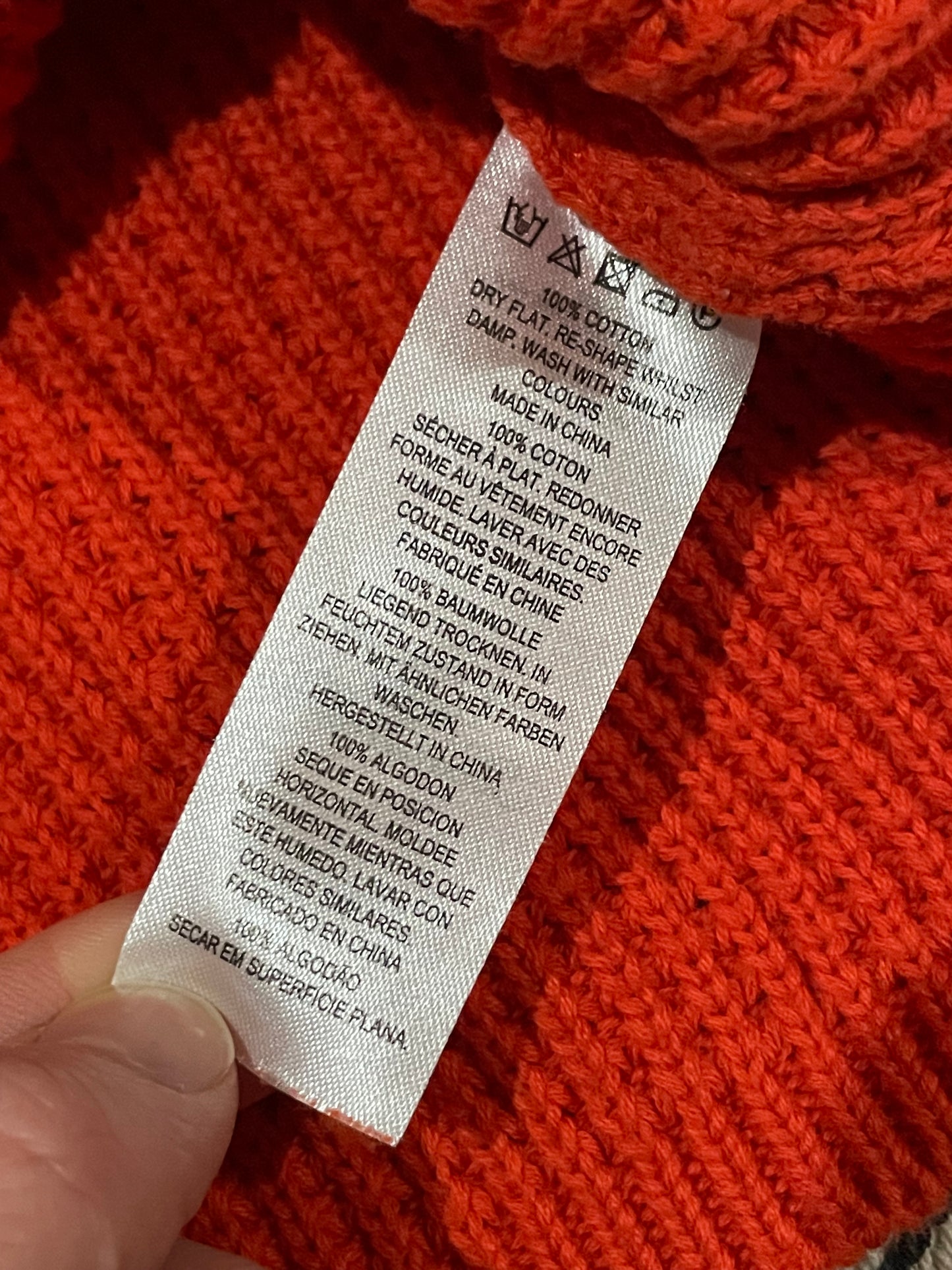 French Connection Red-Orange 100% Cotton Boxy Sweater – XS/S/M