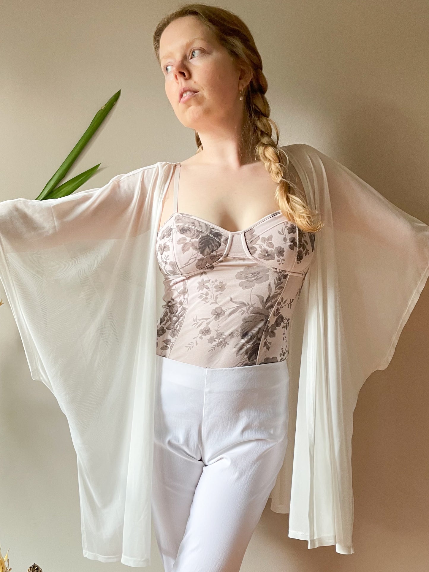 White Sheer Open Cover Up Shawl - One Size