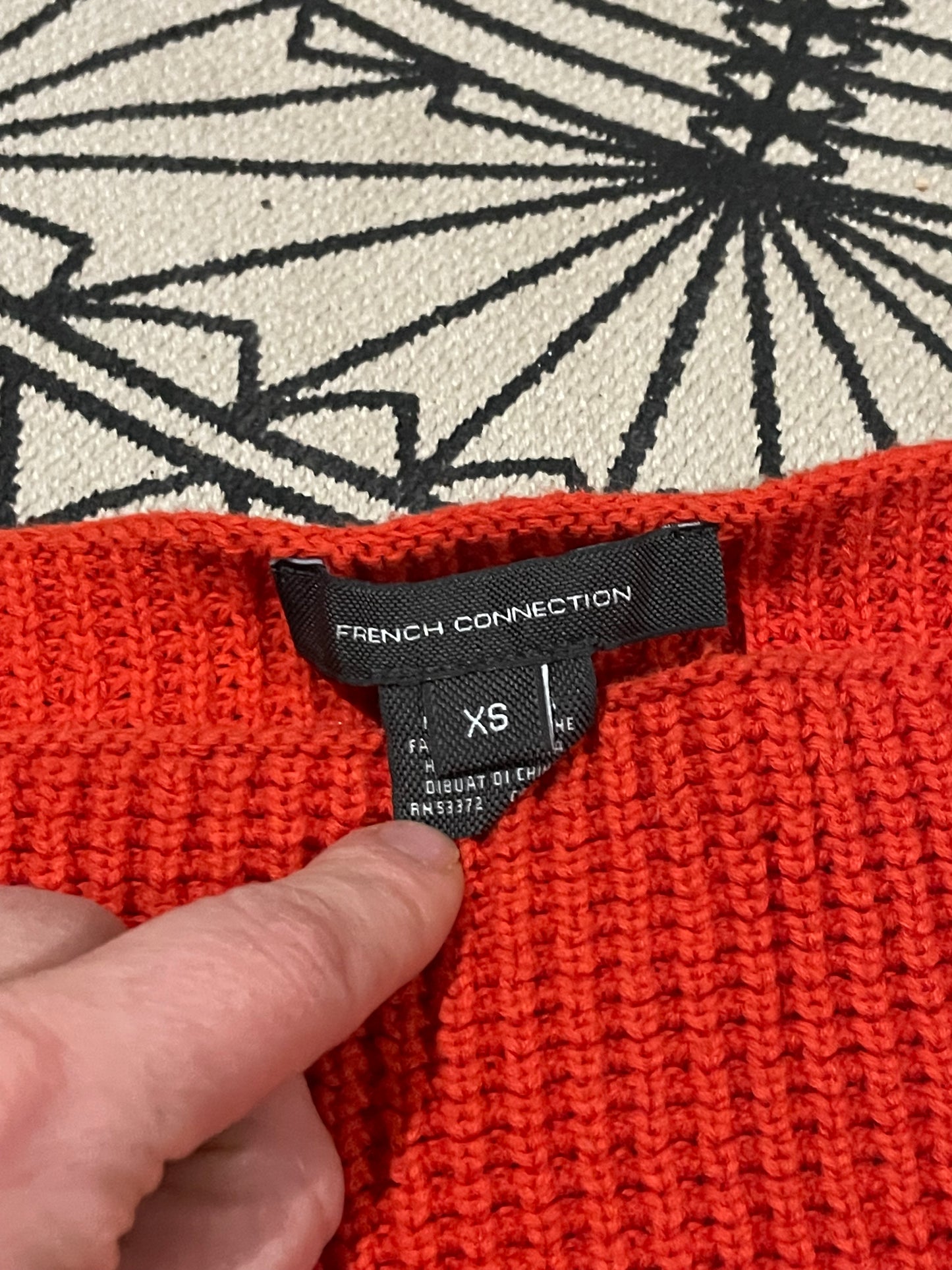 French Connection Red-Orange 100% Cotton Boxy Sweater – XS/S/M