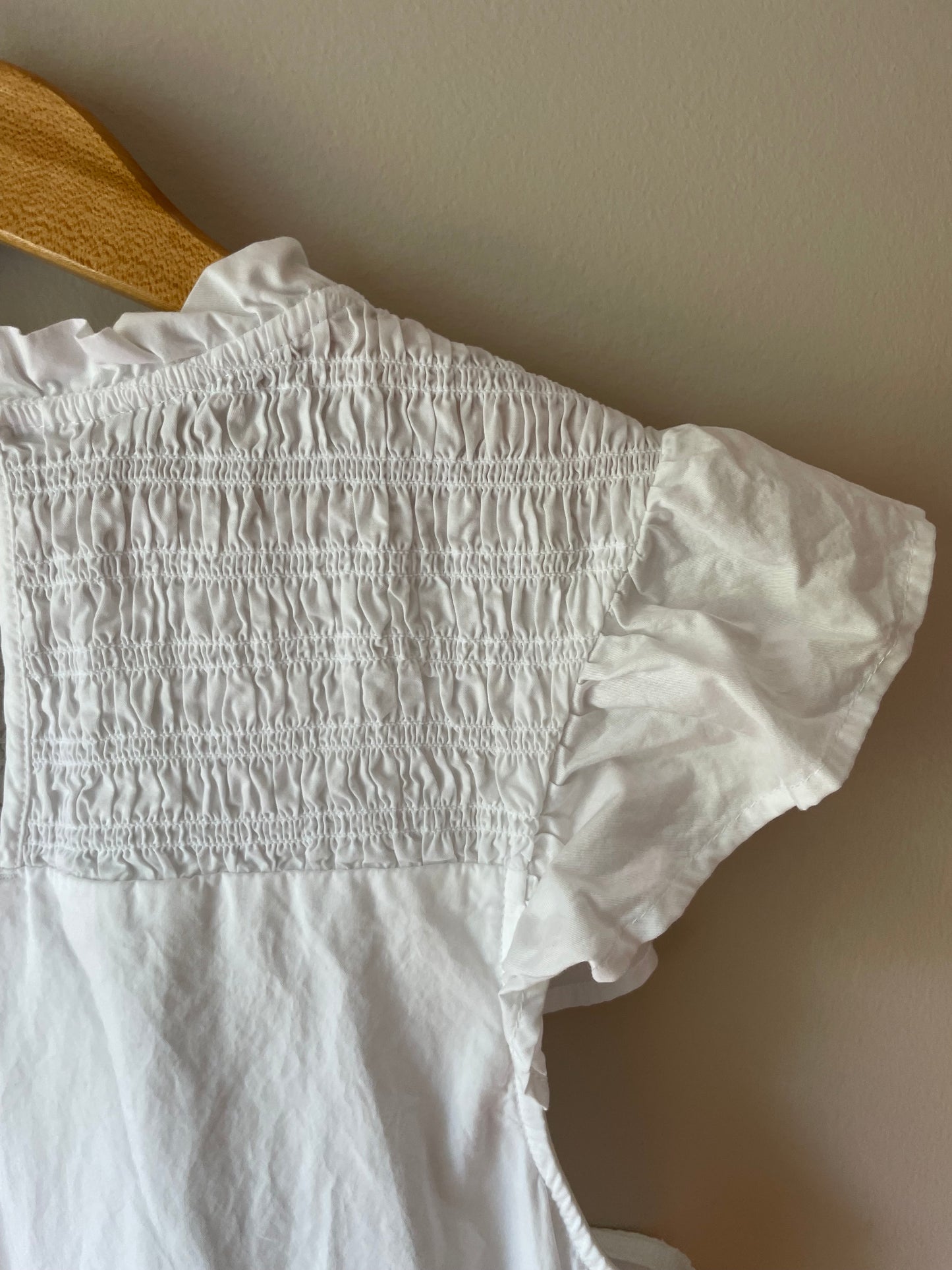 White Eyelet Ruffle Smocked Cotton Babydoll Dress - XL
