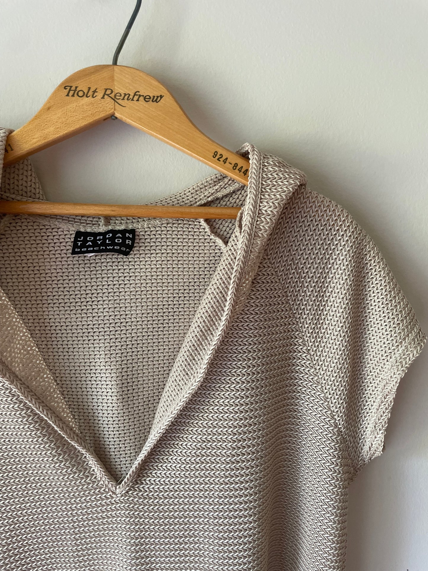 Jordan Taylor Neutral Knit Hooded Beach Cover-Up – XL