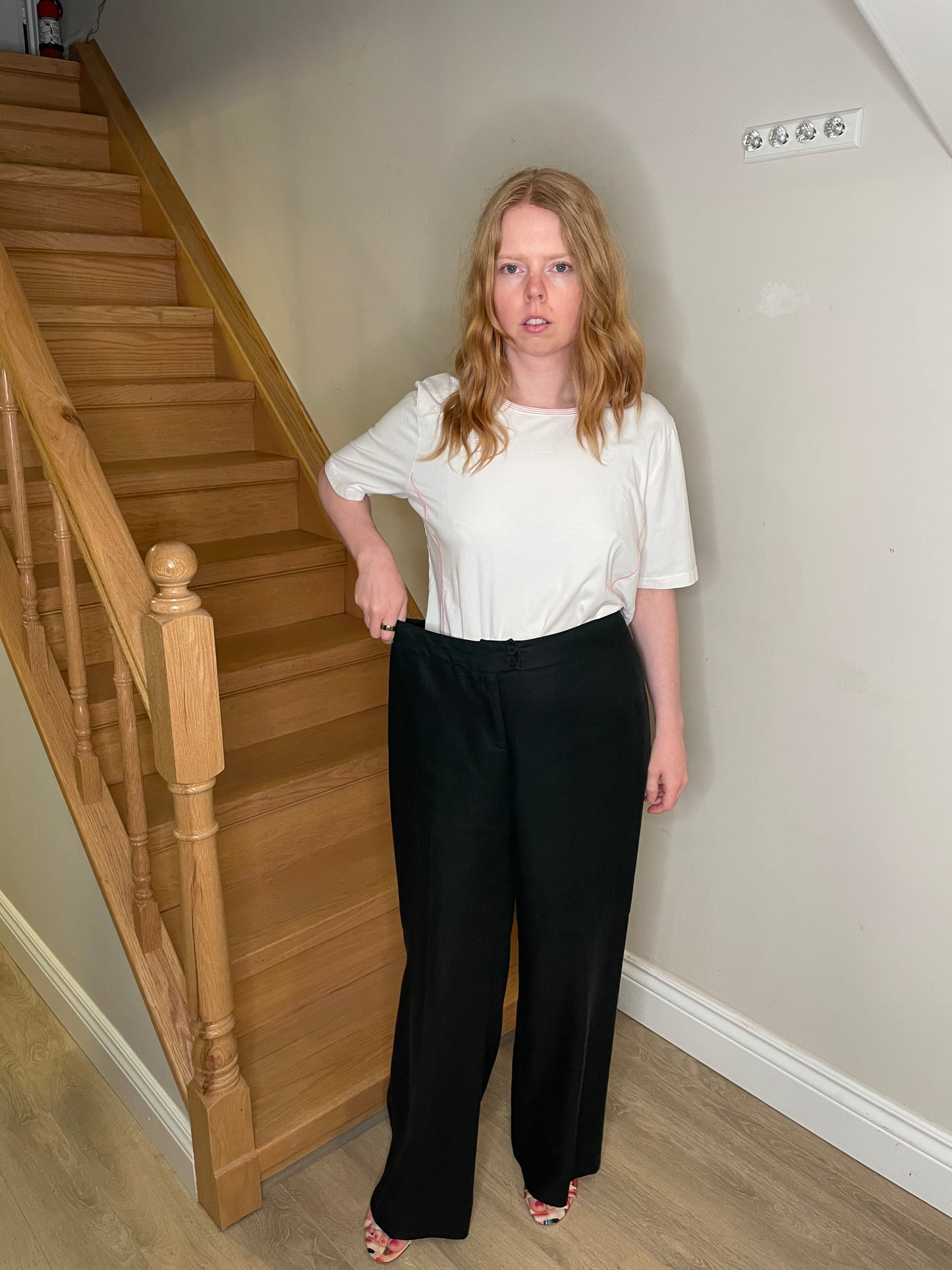 David Findlay 100% Linen Black Wide-Leg Pant Suit – Made in Canada – Size 12