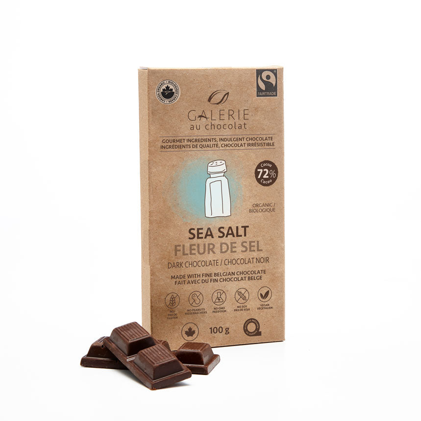 Galerie au Chocolat Organic Fairtrade Dark Chocolate Sea Salt Bar