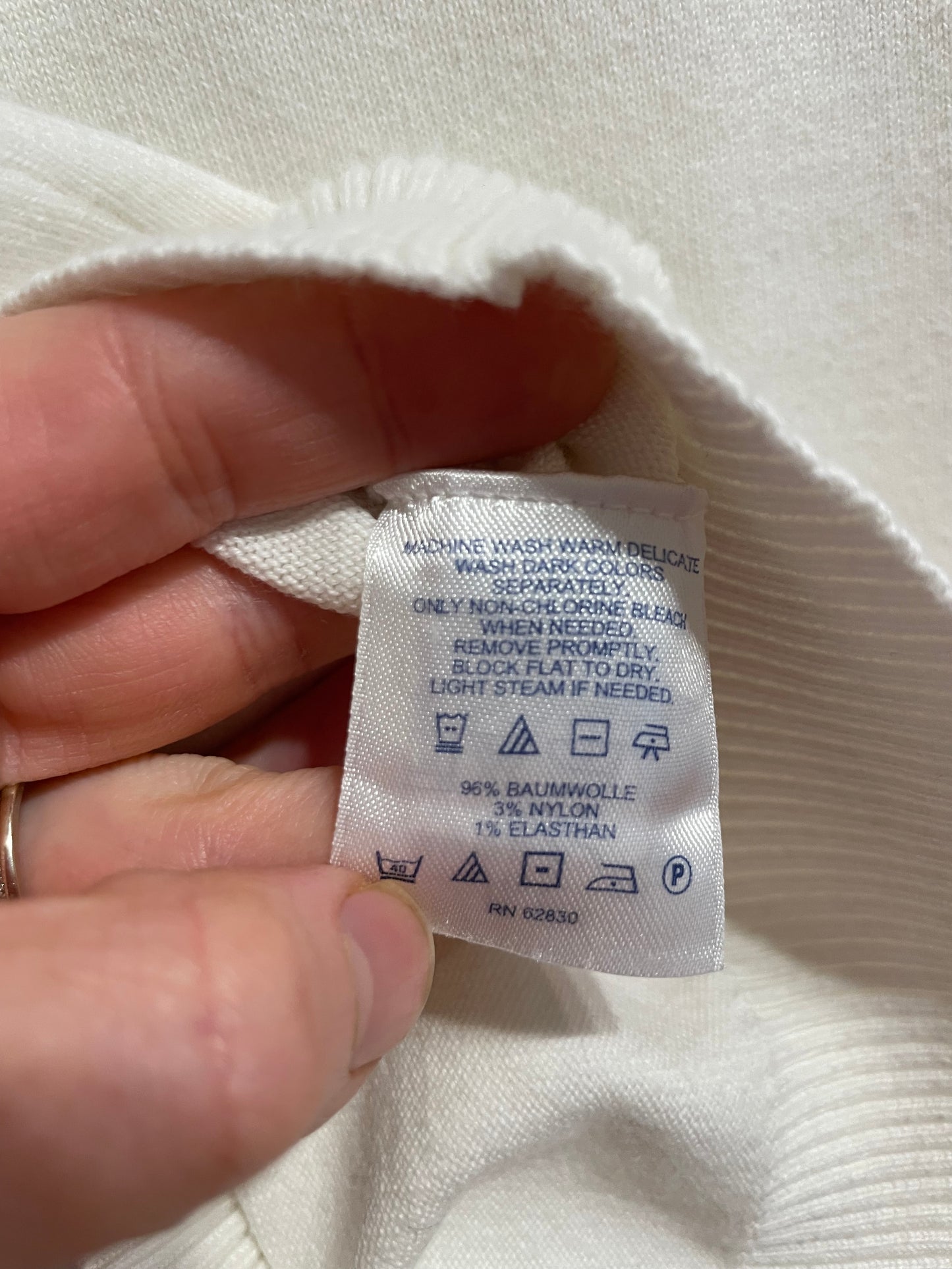 Lands’ End Cream Cotton Crewneck Sweater - Small