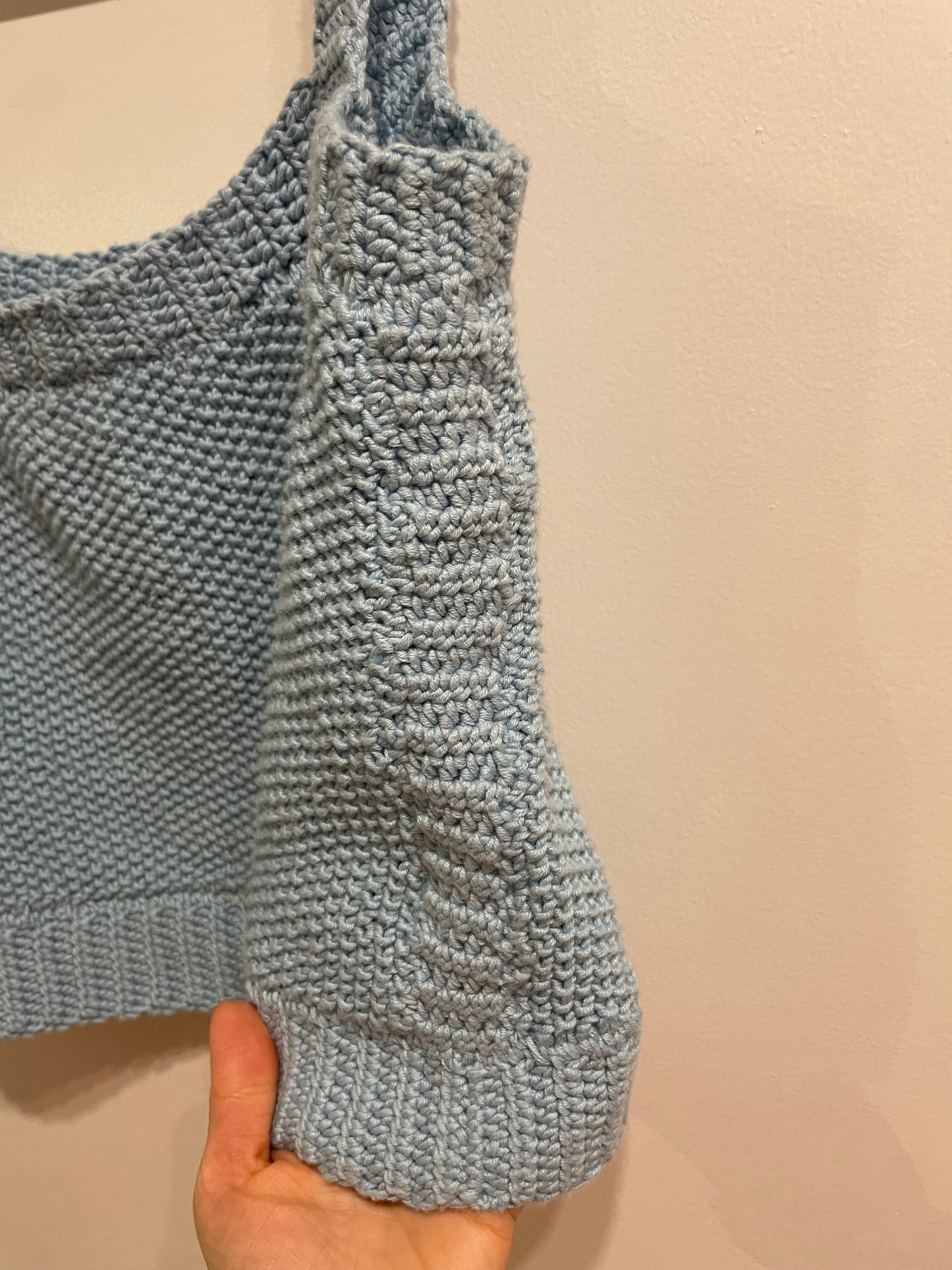 Handmade Powder Blue Knit Cropped Tank Top – M/L
