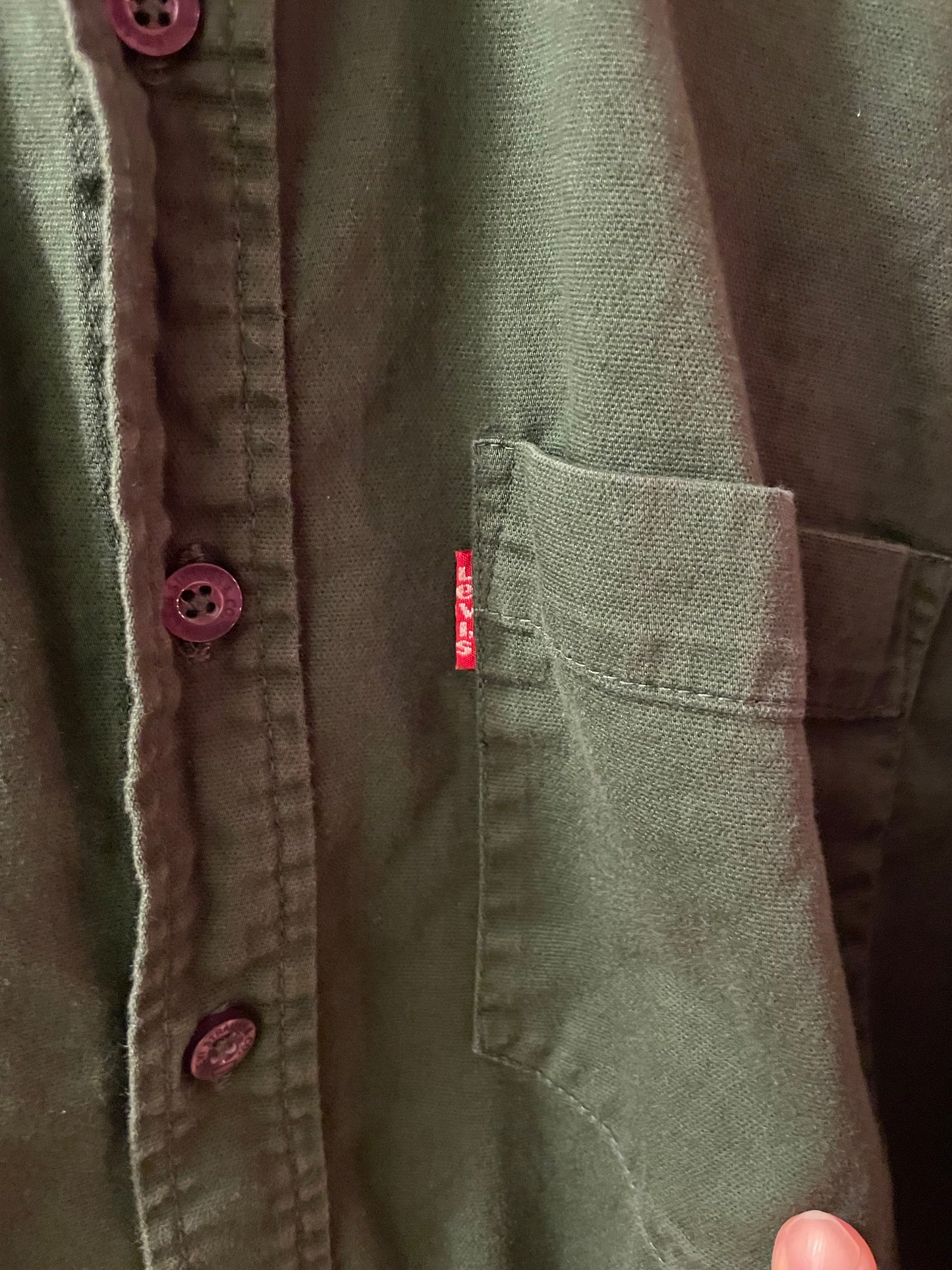 Levi’s Olive Green Cotton Stretch Button Down Shirt - Medium