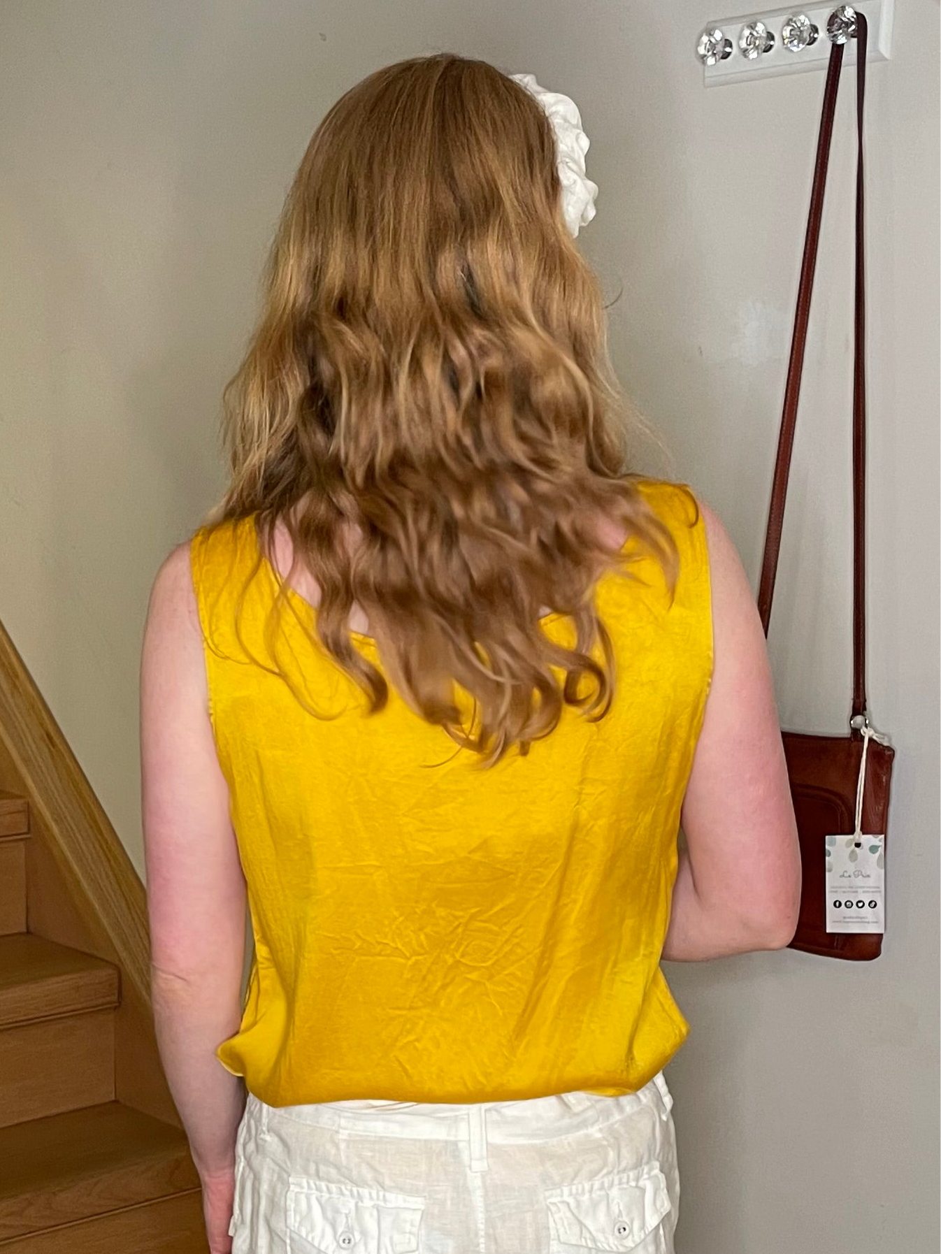 Mondi Vintage Golden Yellow 100% Silk Extra-Long Tank Top – Size Medium