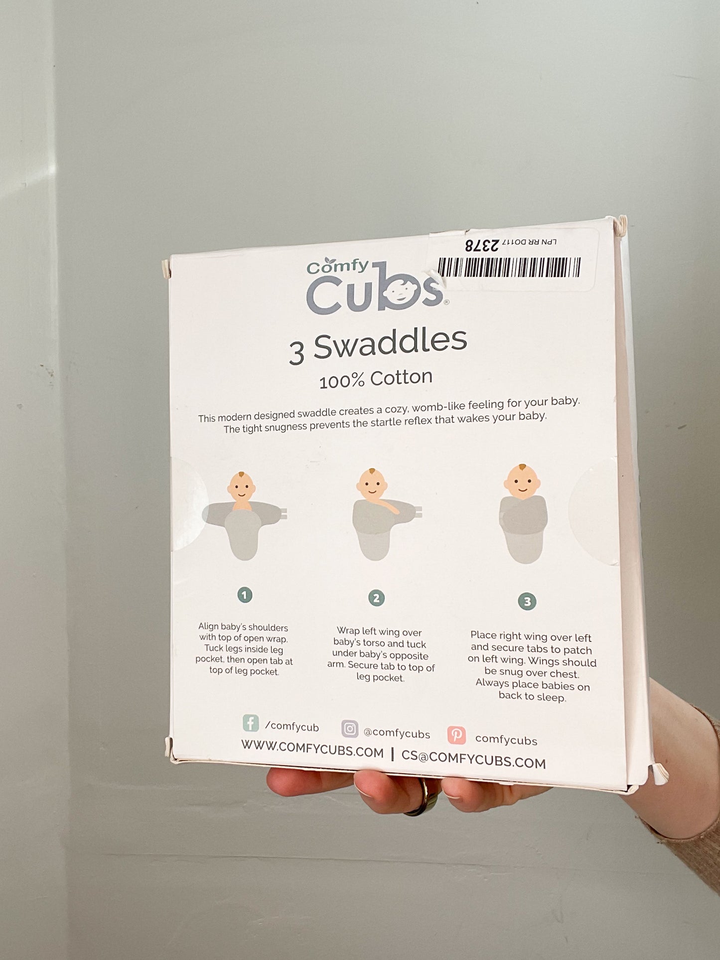 Comfy Cubs Sage Green 100% Cotton Baby Swaddle Blankets (Set of 3) - 14-18 lbs