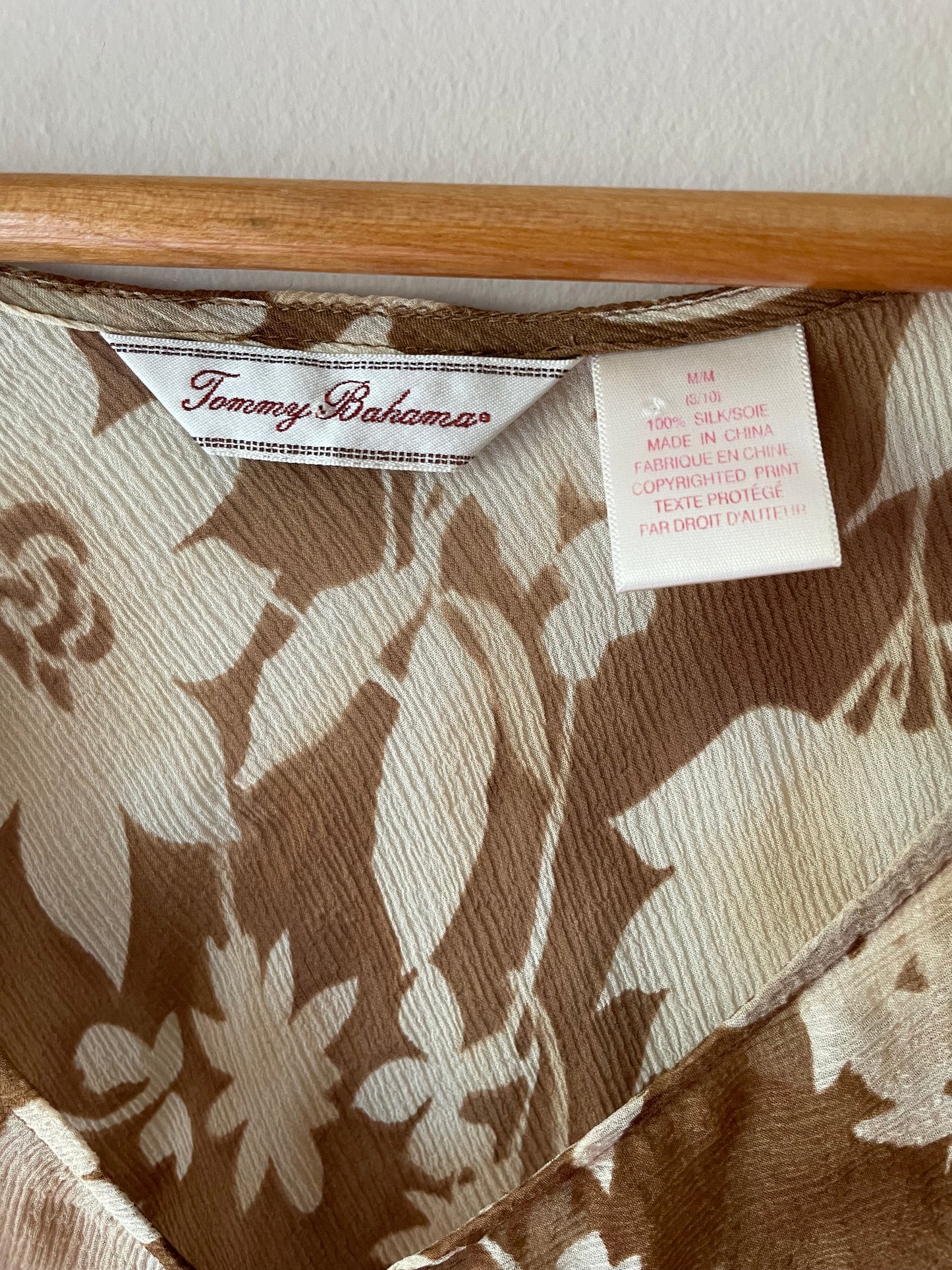 Tommy Bahama Sheer Silk Brown Floral Blouse – Medium