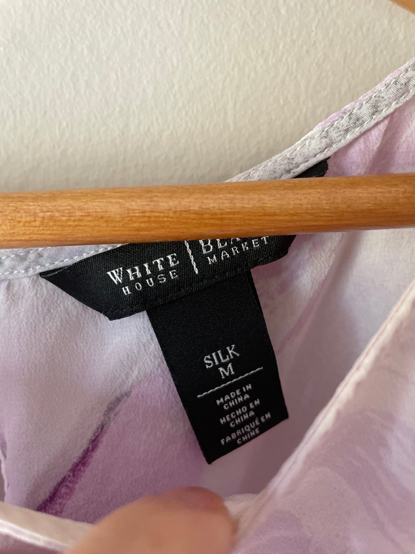 White House Black Market Abstract Brushstroke 100% Silk Blouse – Medium