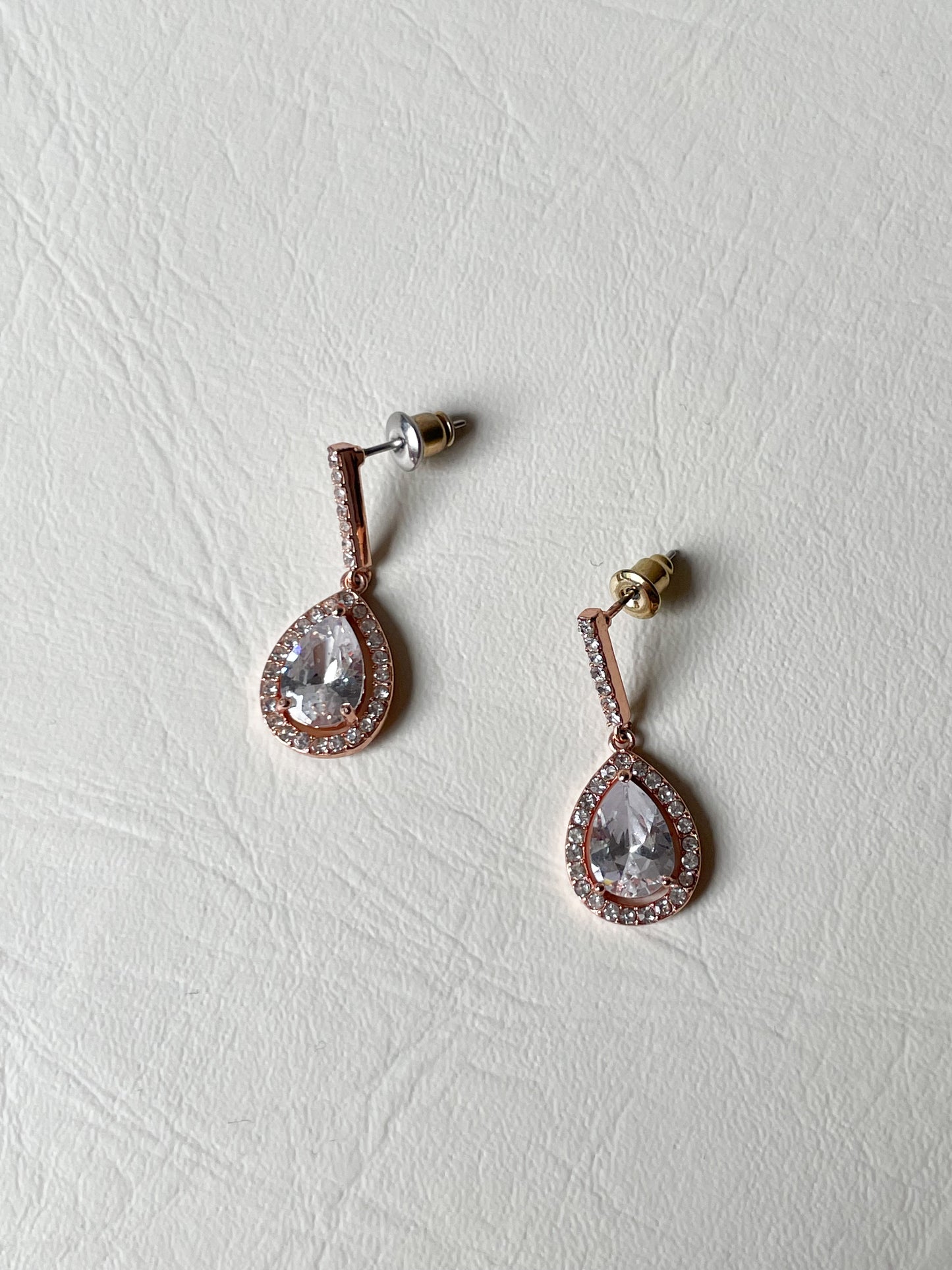Rose Gold Crystal Sparkle Teardrop Earrings