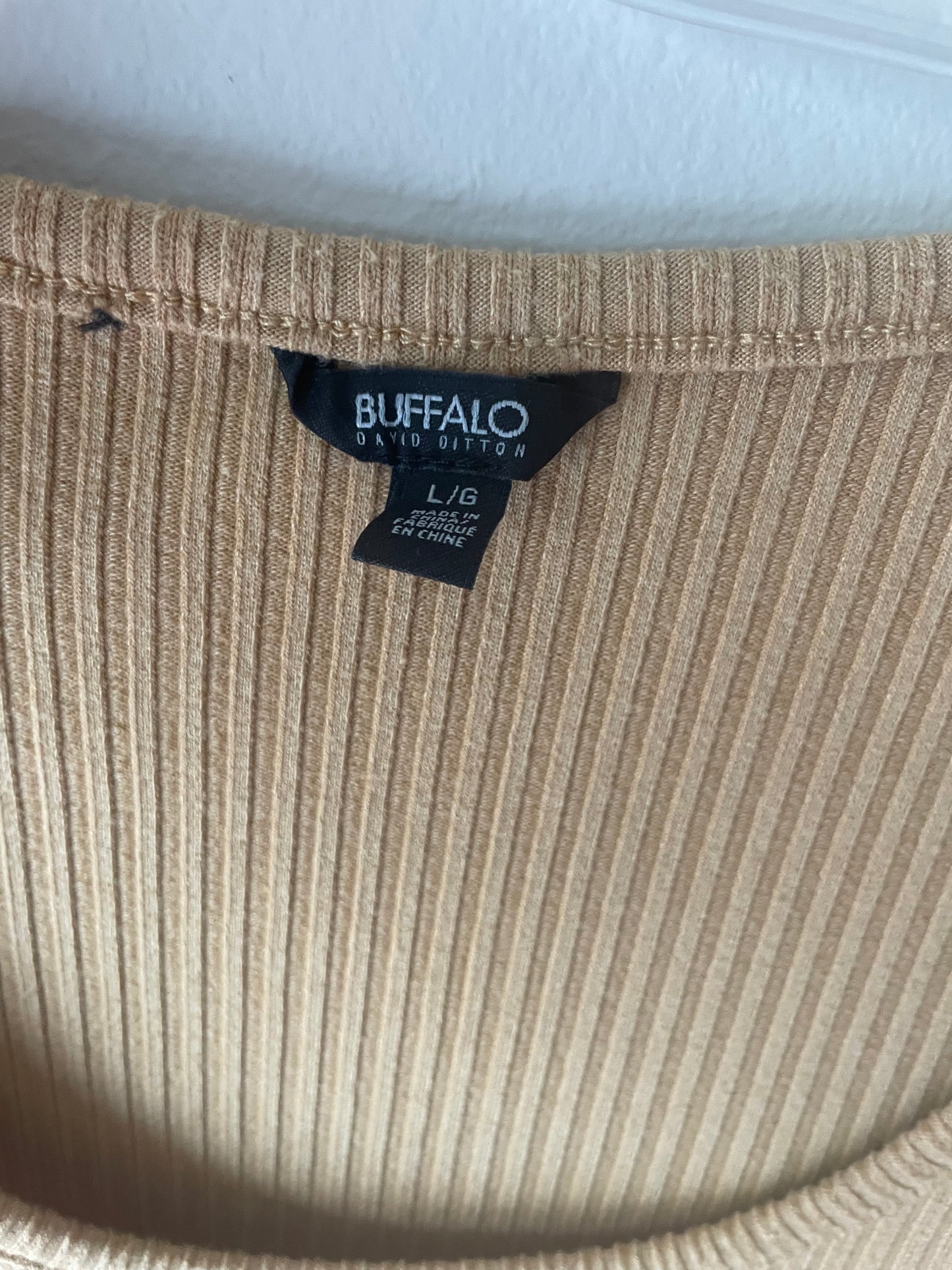 Buffalo David Bitton Camel Ribbed Sleeveless Tank – L