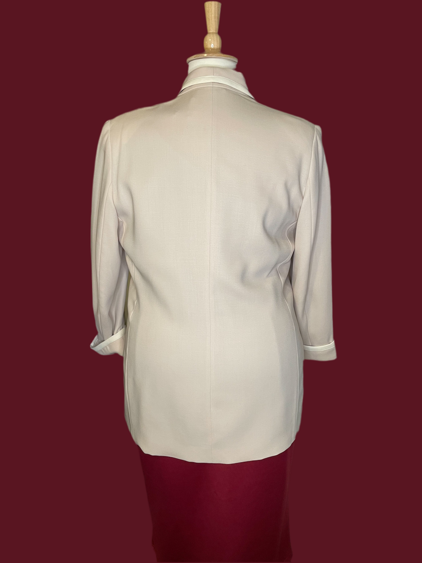 Vintage Peter Nygard 100% Wool Long Beige Blazer - Size 16