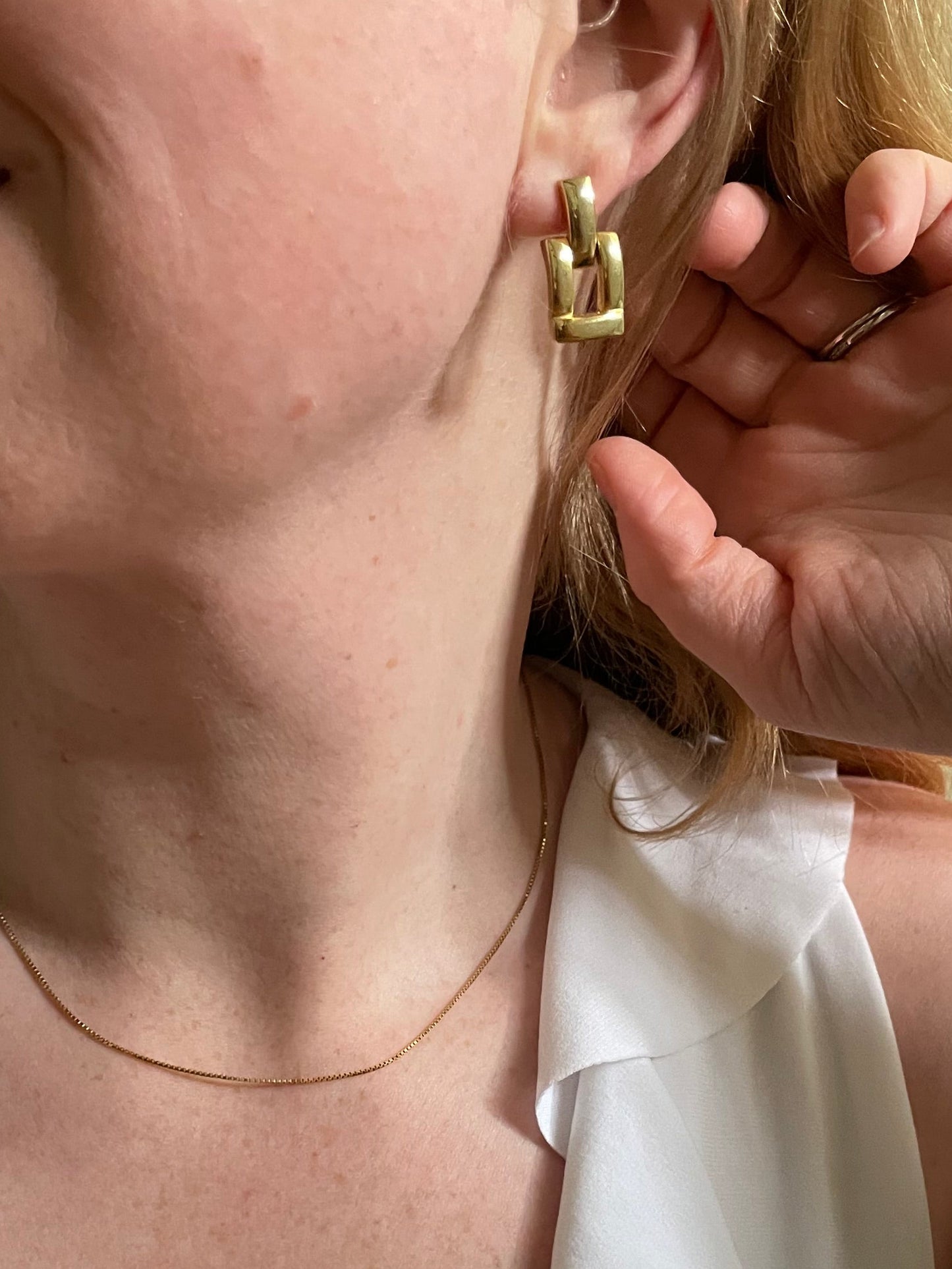 Gold Tone Geometric Drop Earrings