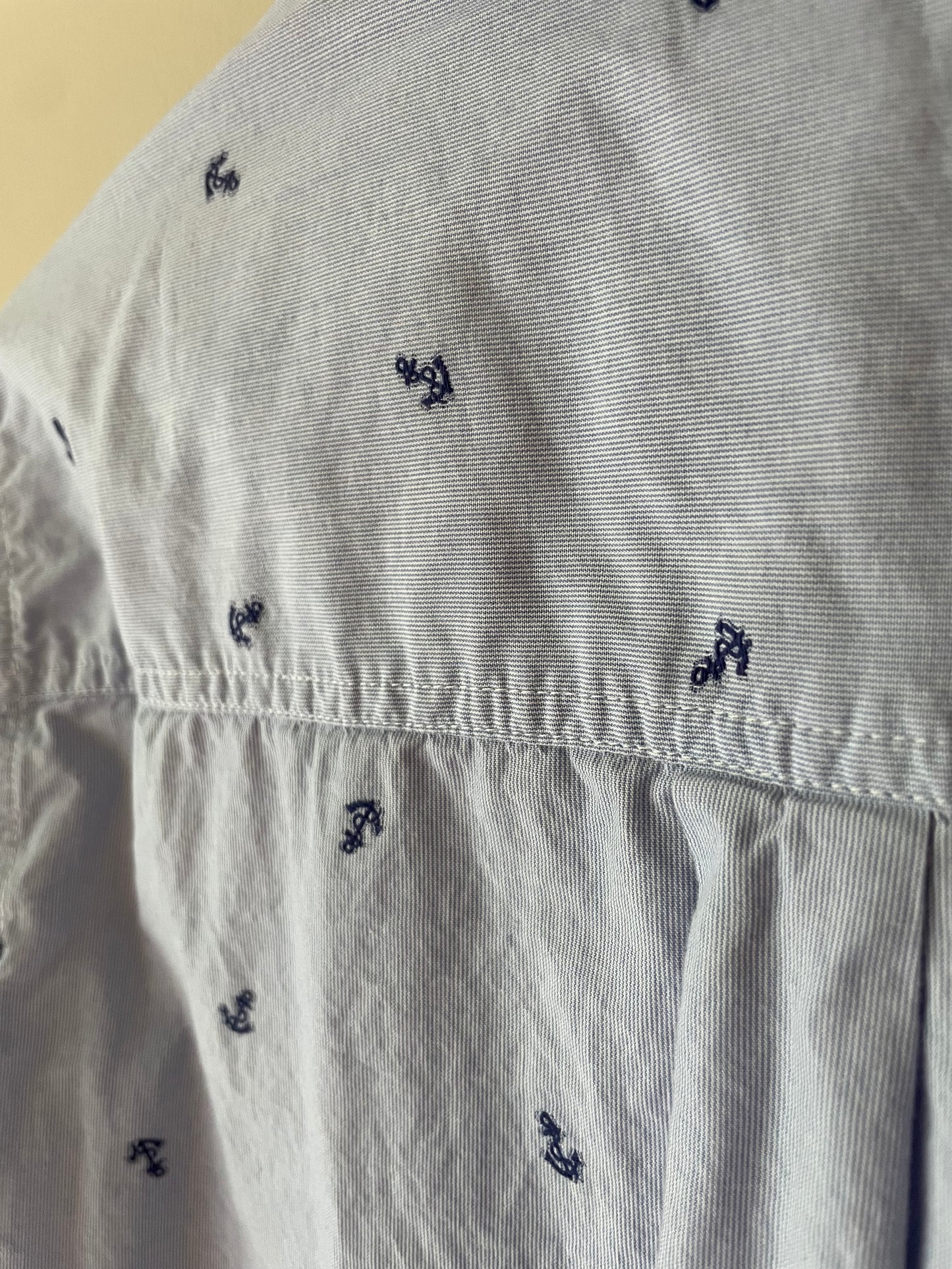 J.Crew Light Blue 100% Cotton Anchor Embroidered Button-Up Shirt – Size Medium