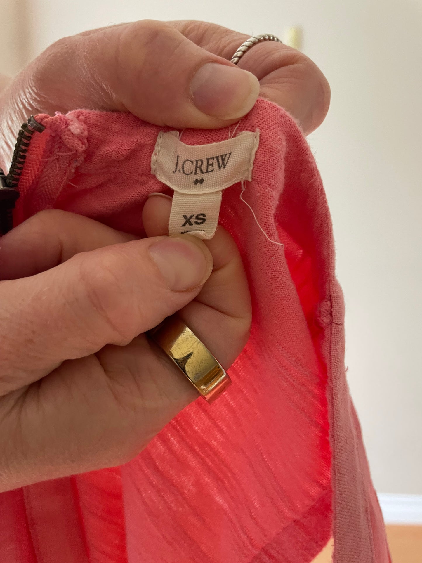 J. Crew Coral Pink 100% Cotton Fit & Flare Dress with Linen Trim – Size XS