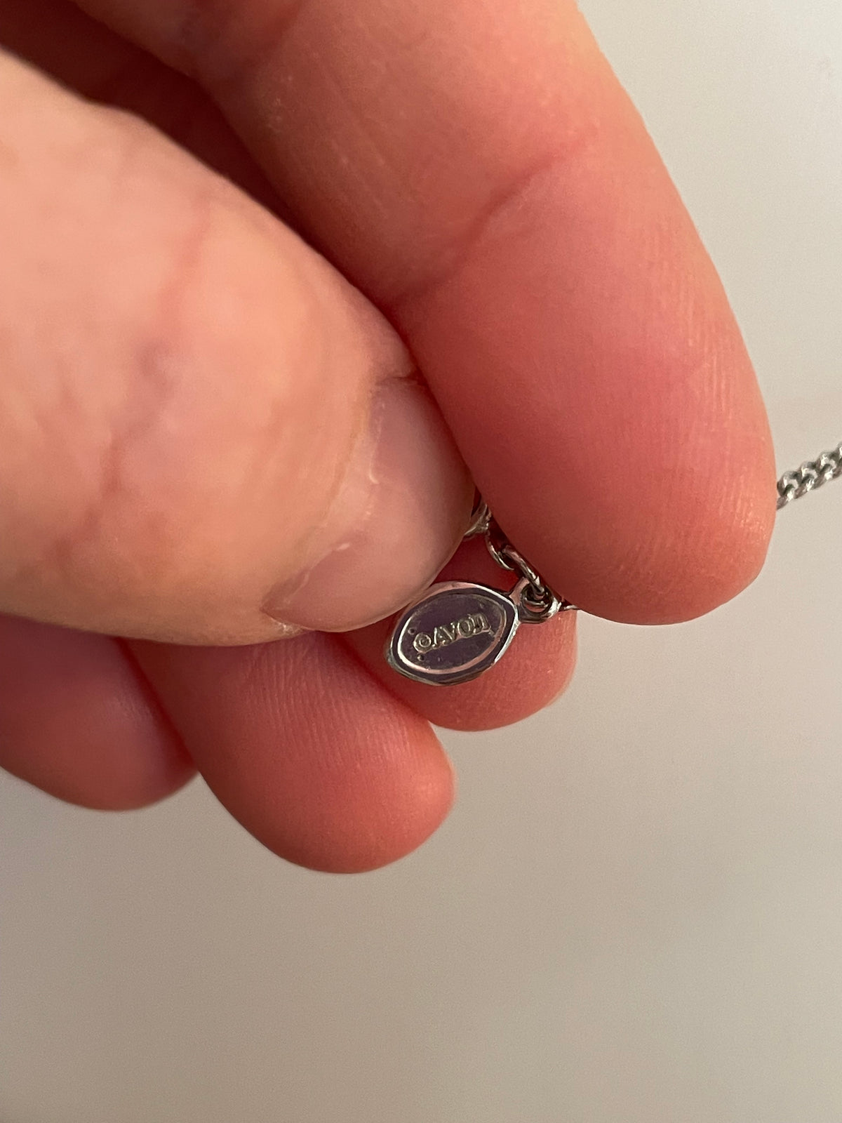 Avon Silver-Tone Square Pendant Necklace