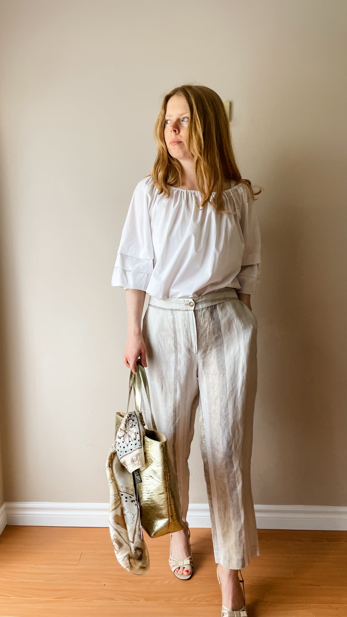 Gold Faux Python Print Tote Bag