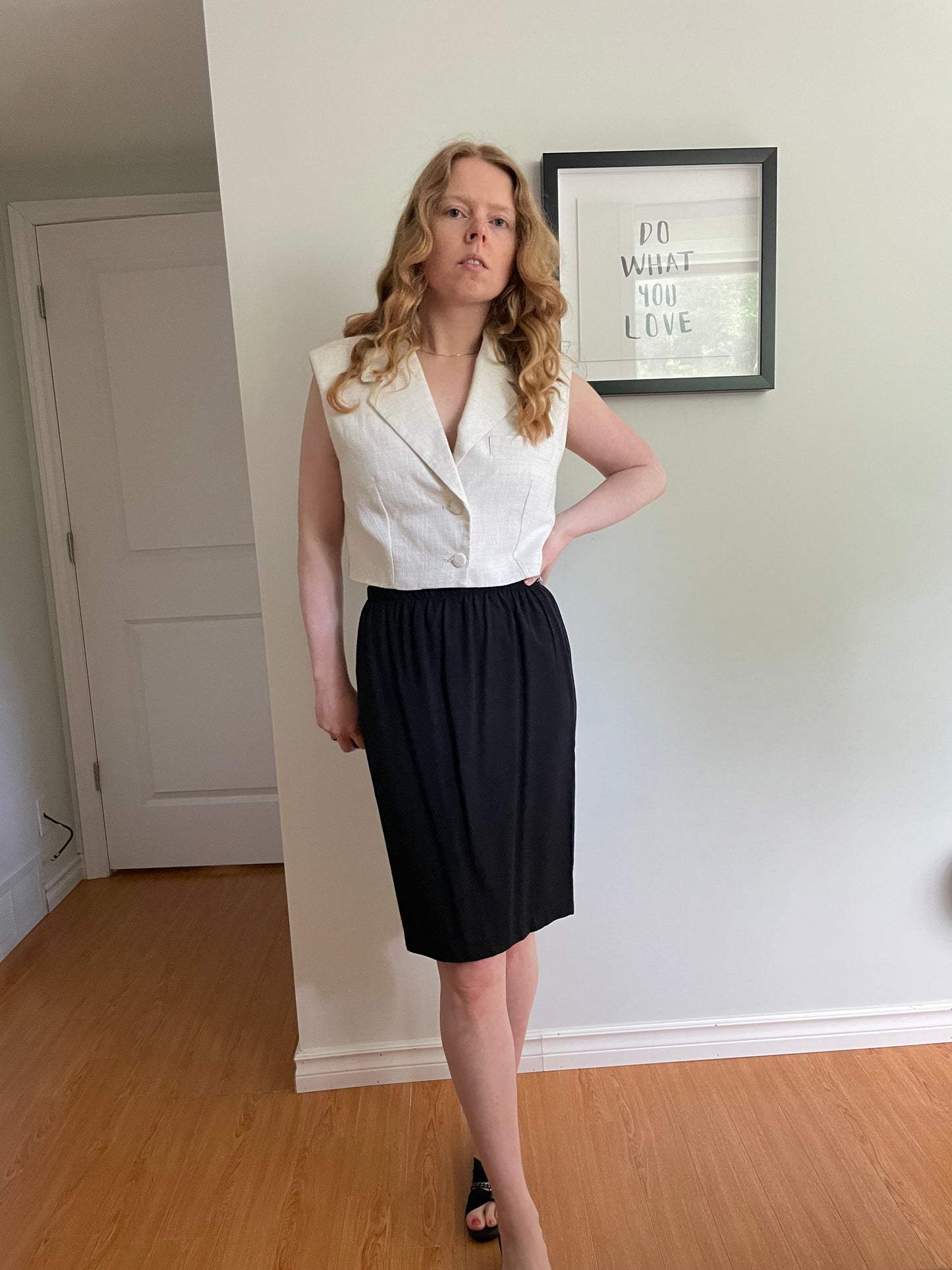 Avec Les Filles Cream Cotton Linen Tailored Vest – Medium
