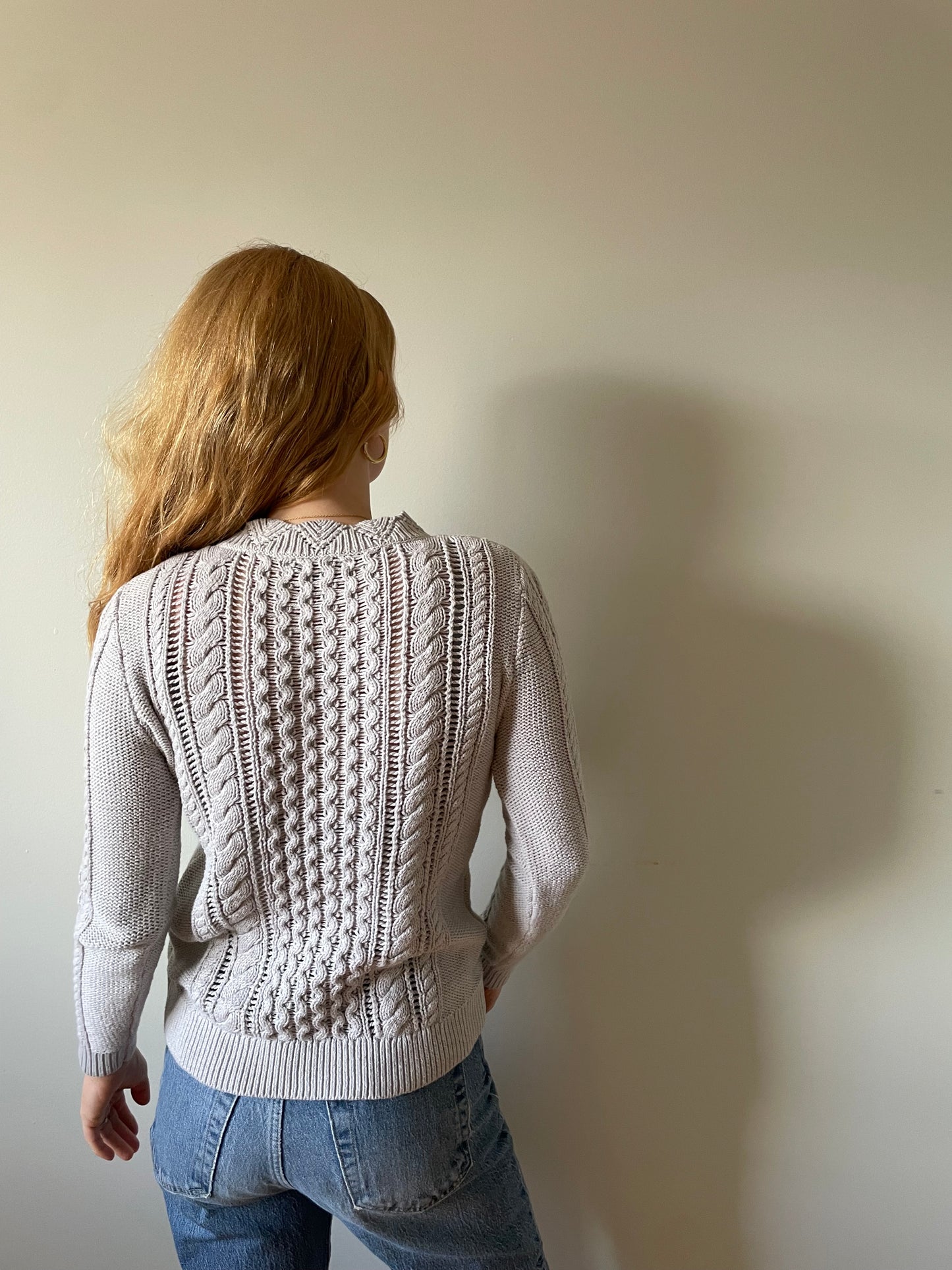 Banana Republic Soft Grey Cable Knit Sweater – Small