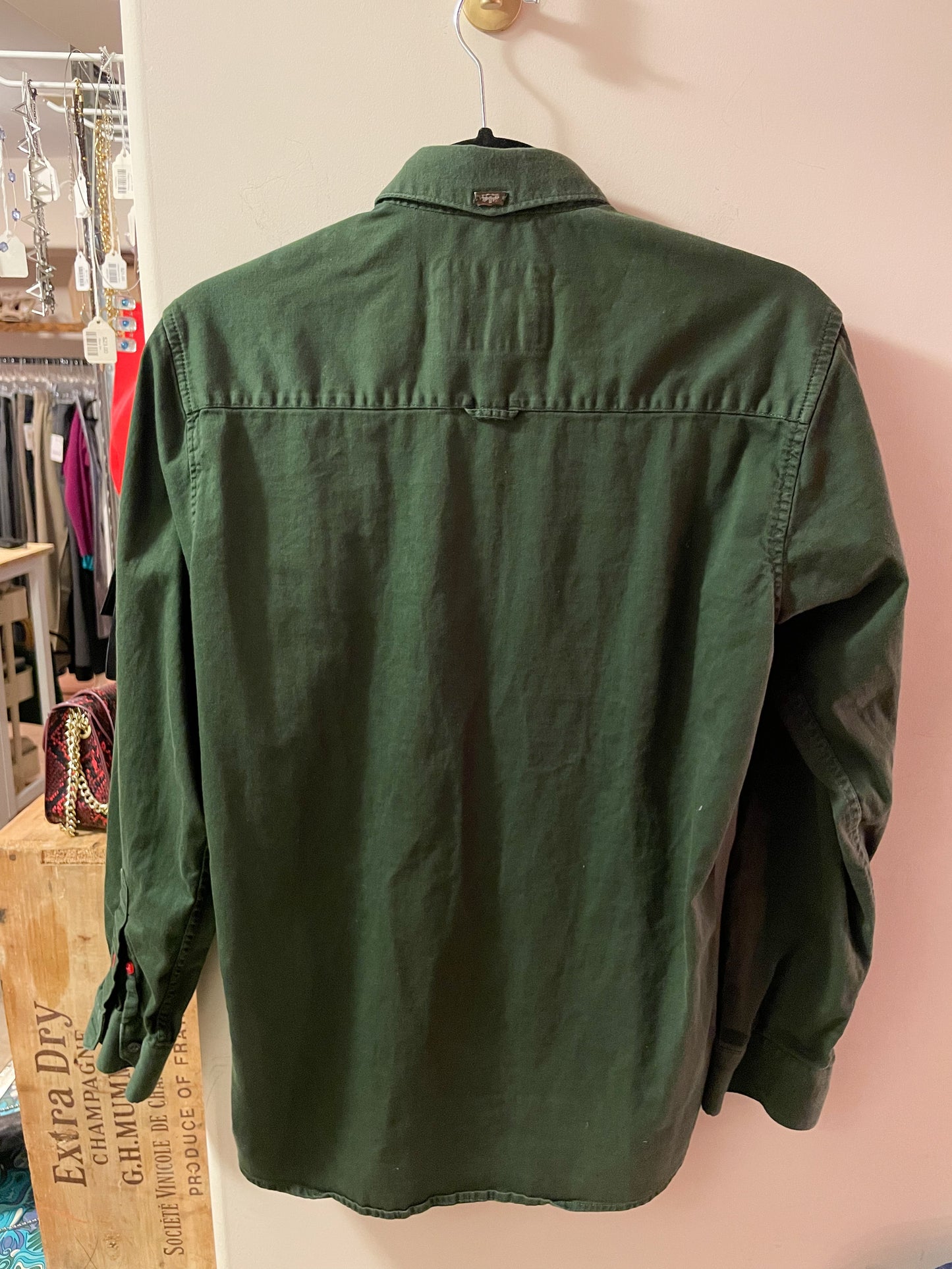 Levi’s Olive Green Cotton Stretch Button Down Shirt - Medium