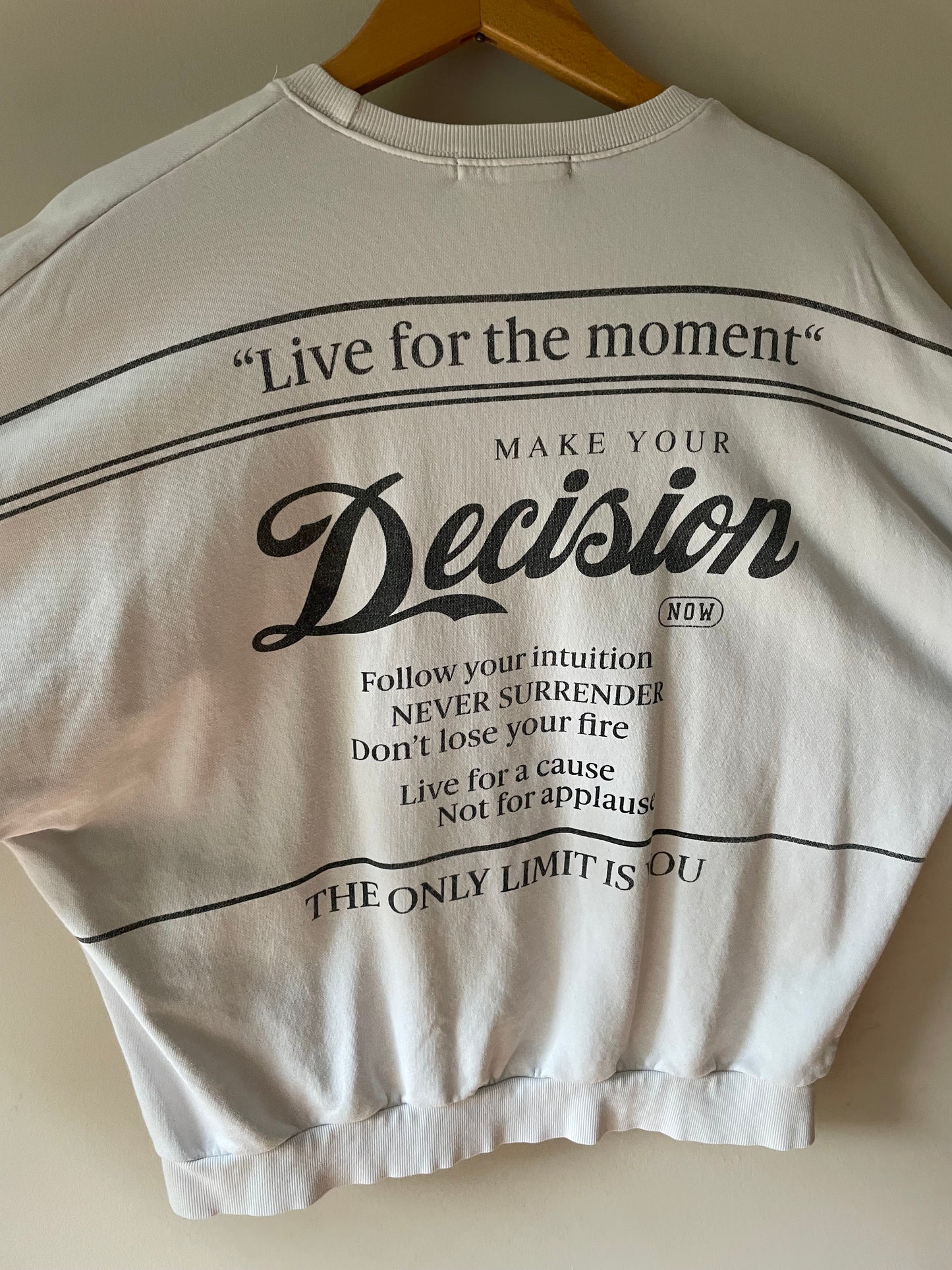 FB Sister White Graphic Sweatshirt with Pink Patch – Size Large/XL