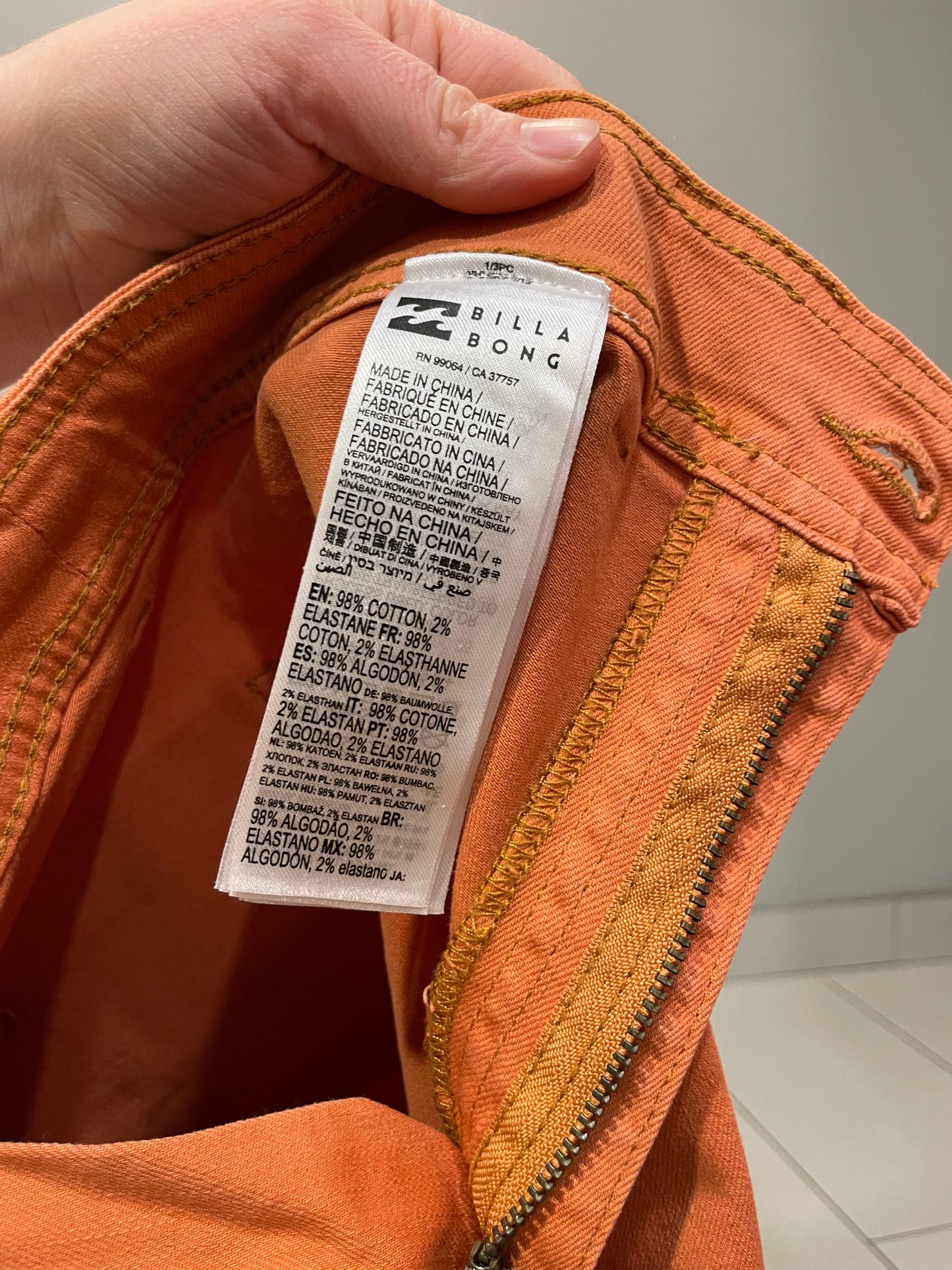 Billabong Rust Orange Wide-Leg Cotton Pants – Size 28