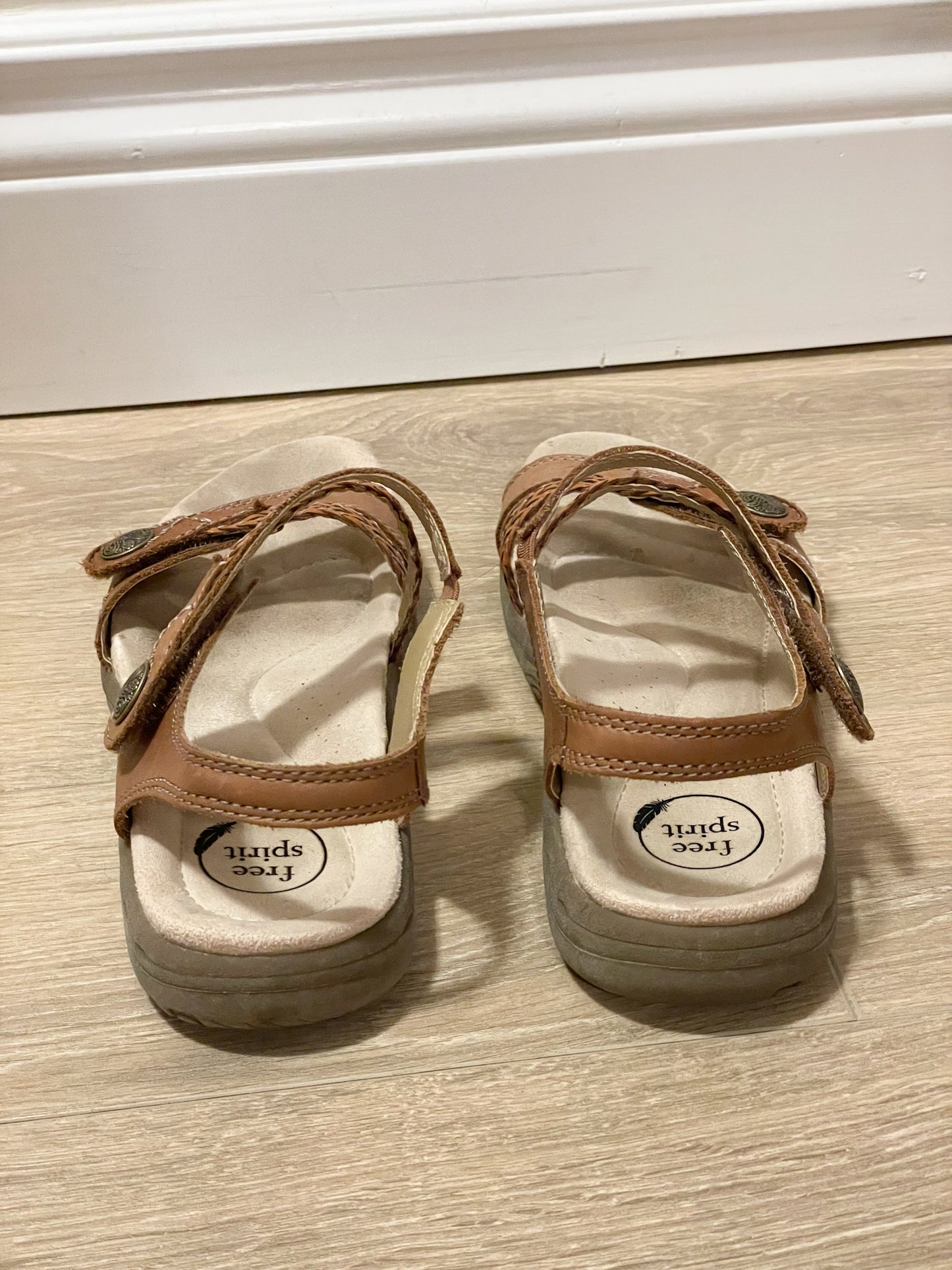 Free Spirit Braided Leather Comfort Sandals - Size 6 (US)