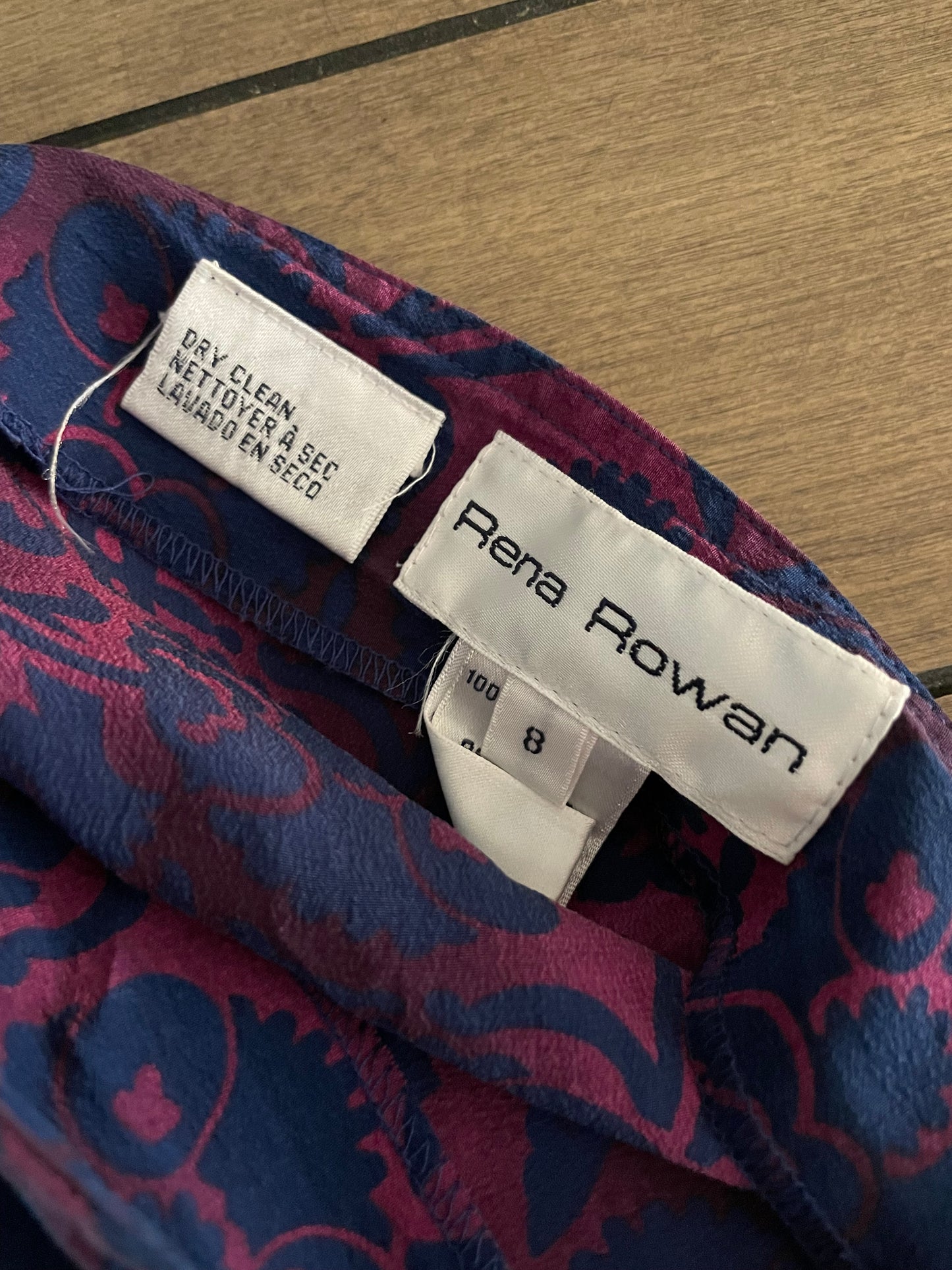 Vintage Rena Rowan 100% Silk Magenta & Navy Wrap Skirt – Small