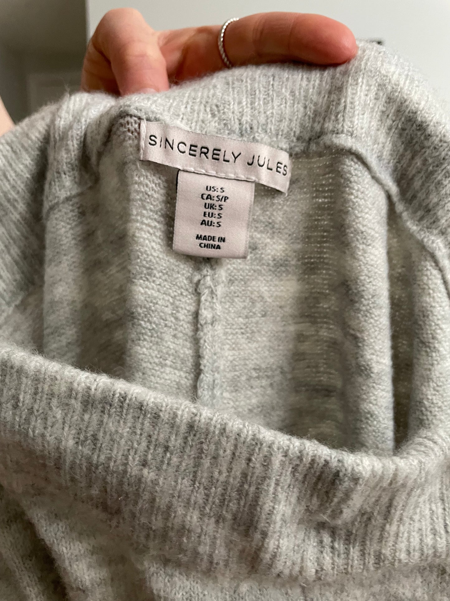 Sincerely Jules Heather Grey Cozy Knit Wide-Leg Pants – Small